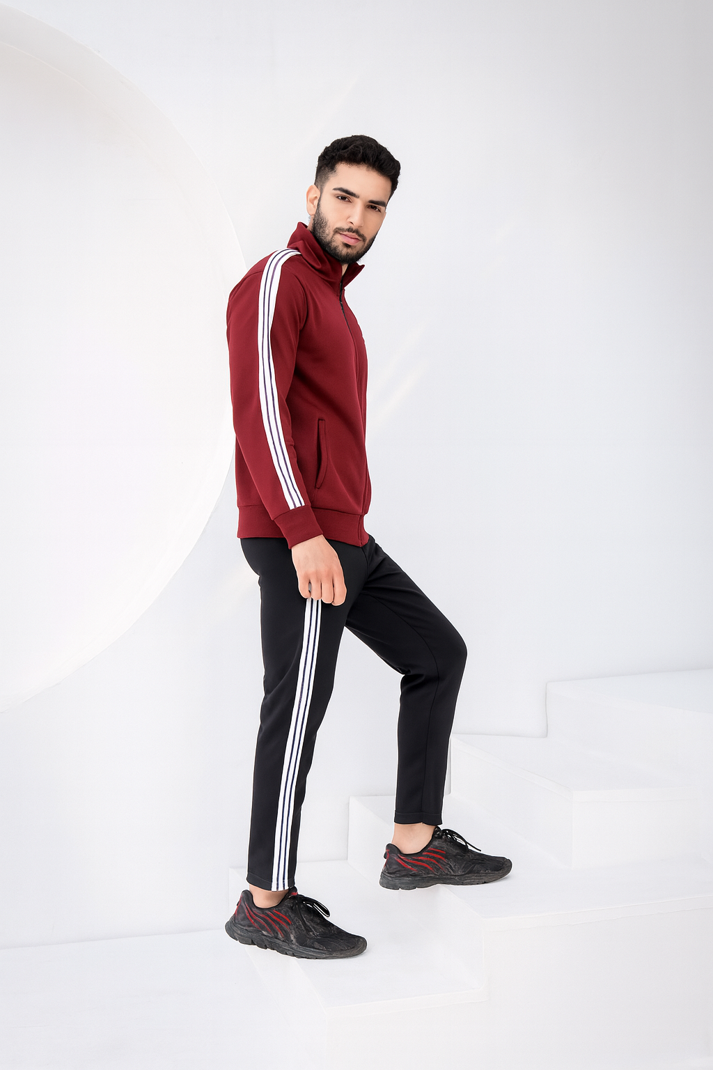 URB Maroon Stipe Winter Tracksuit