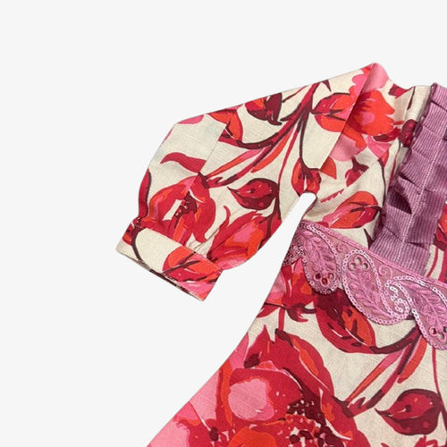 Baby Girls Printed Khaddar Dress with Trouser