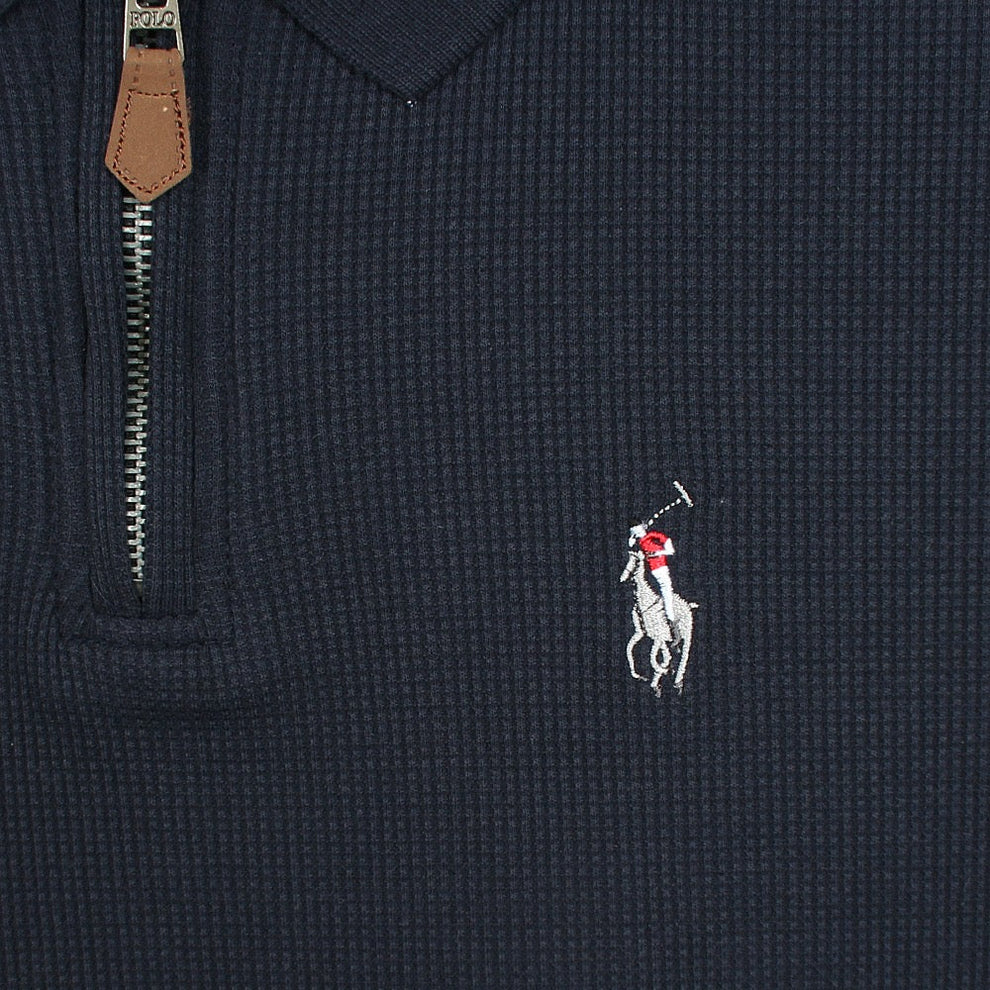 RL Premium Men's Navy Blue Polo Shirt with Multi Zipper Design