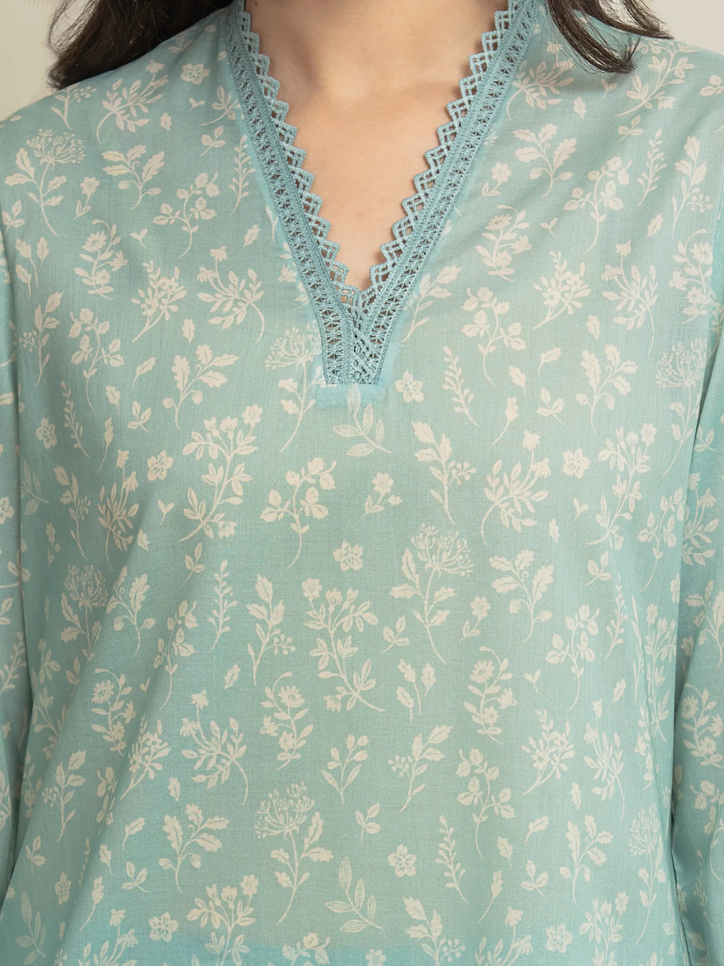URB Printed Lawn Suit (Green)