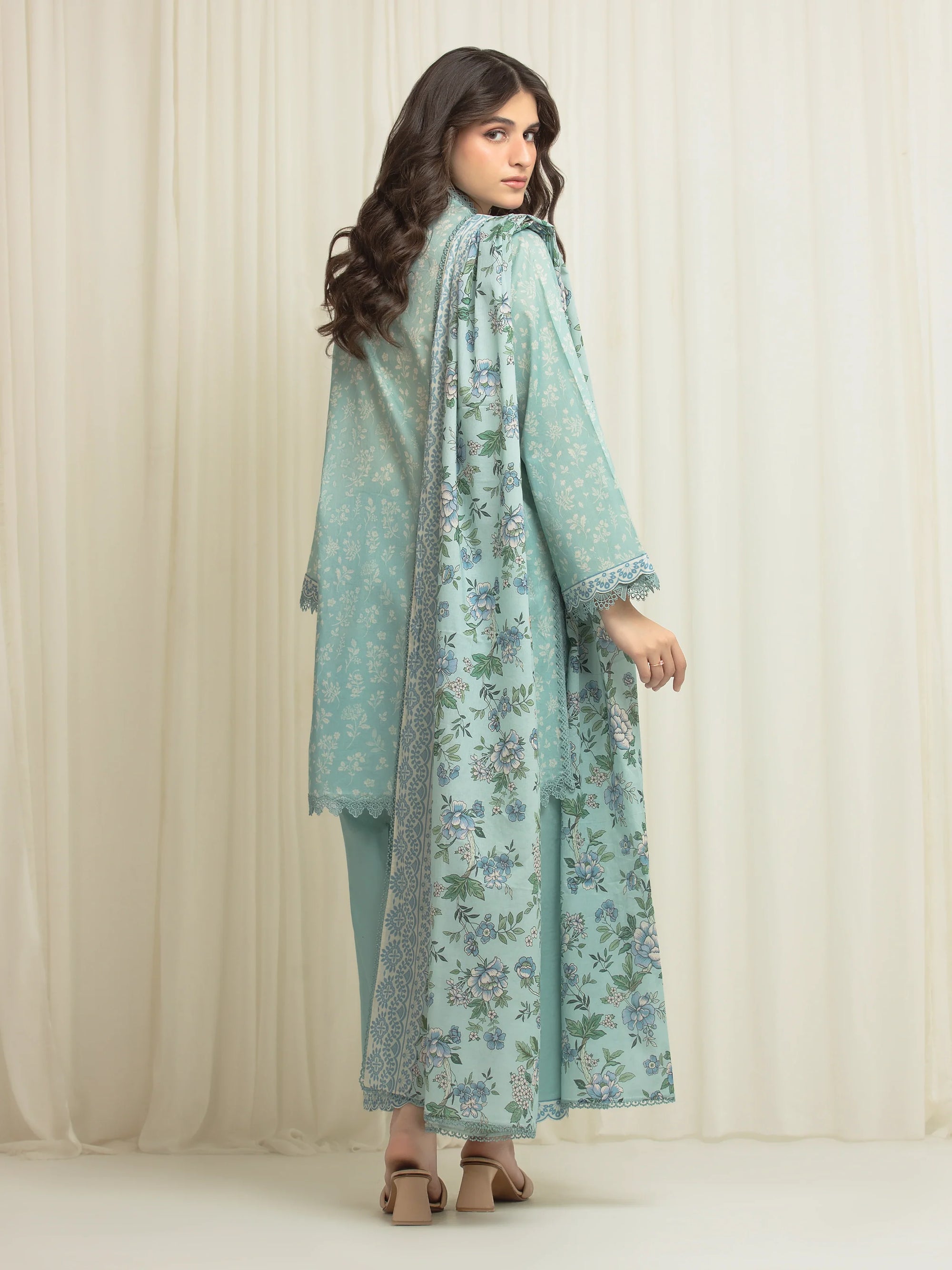 URB Printed Lawn Suit (Green)
