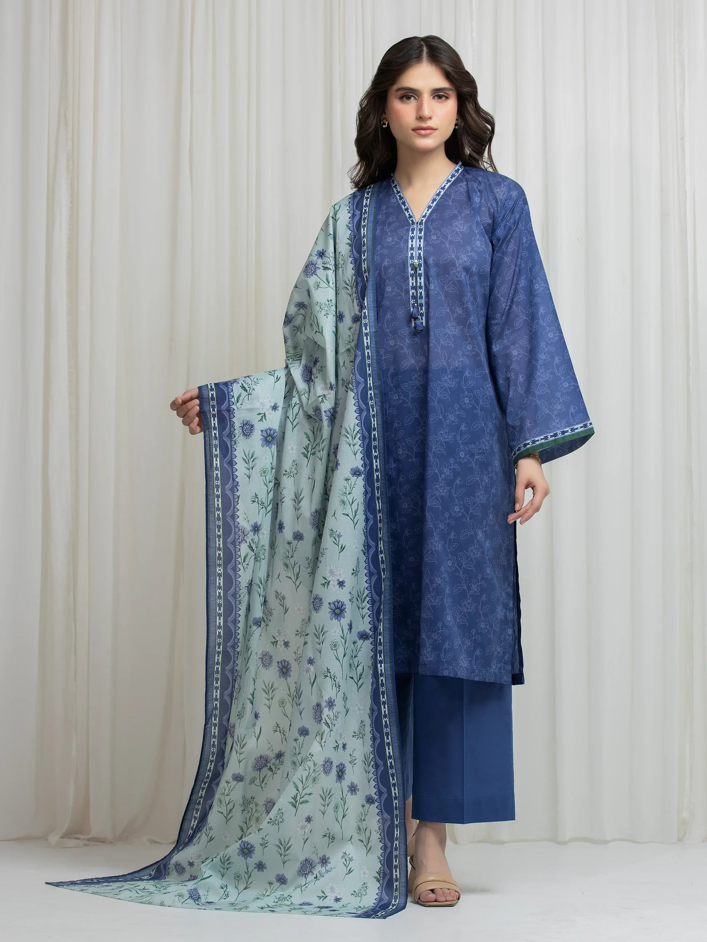 URB Printed Lawn Suit (Blue)