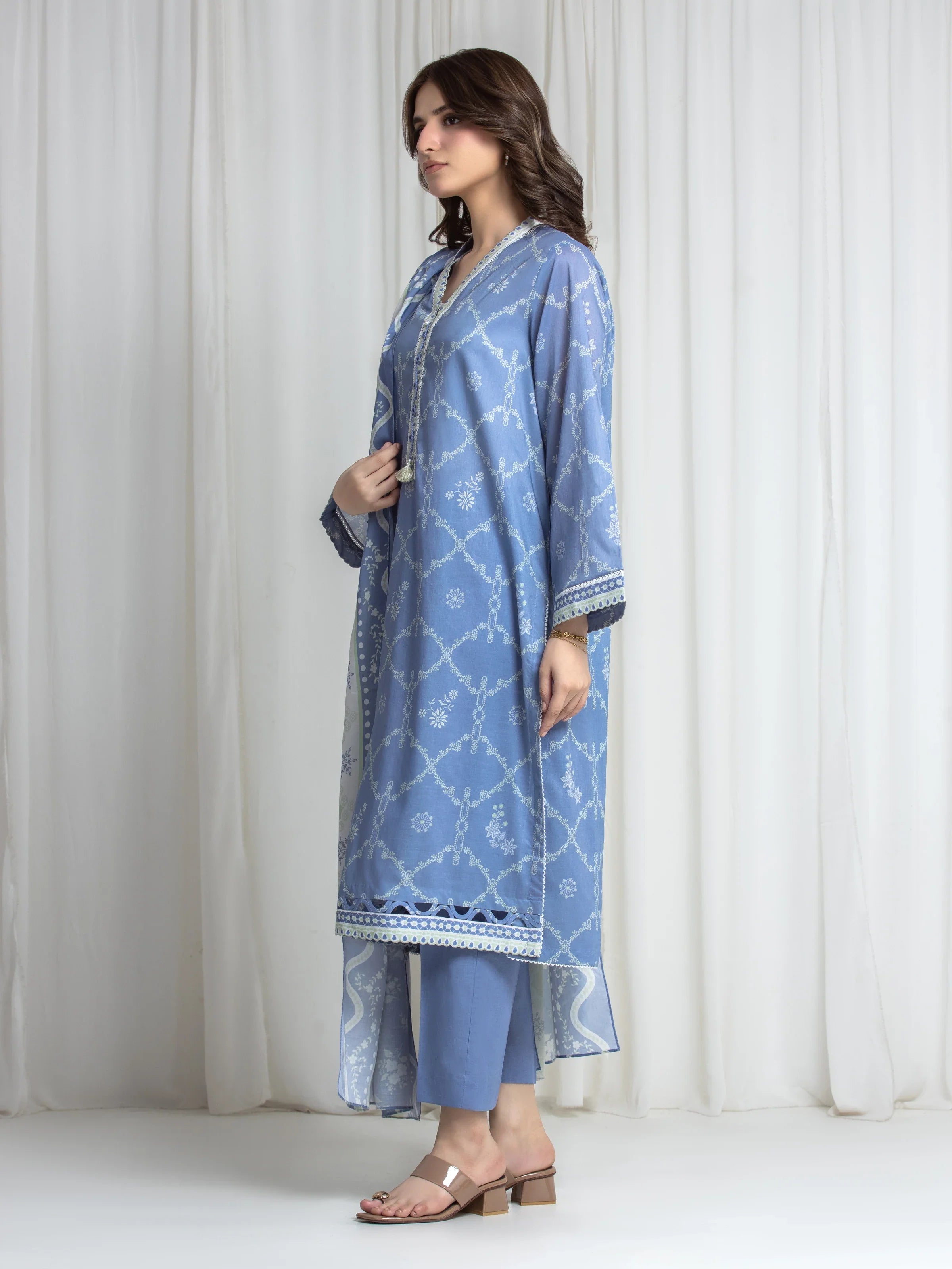 URB Printed Lawn Suit (Purple)