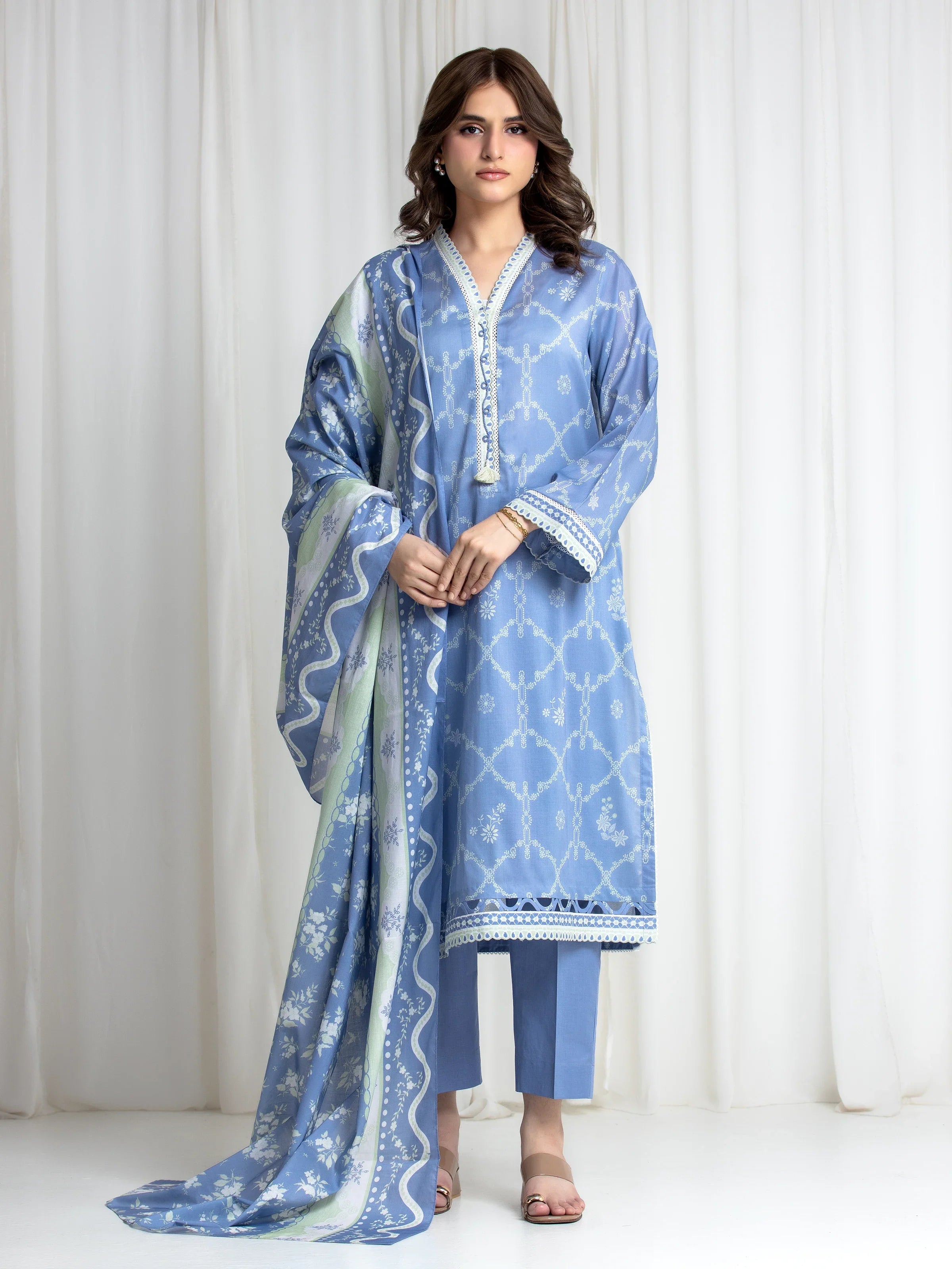 URB Printed Lawn Suit (Purple)