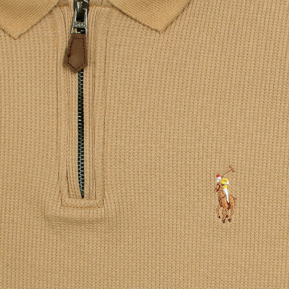 RL Premium Men's Khaki Polo Shirt with Multi Zipper Design
