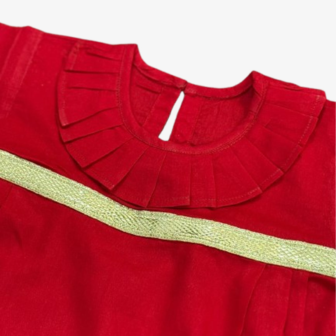 Baby Cotton Red Dress with Pajama