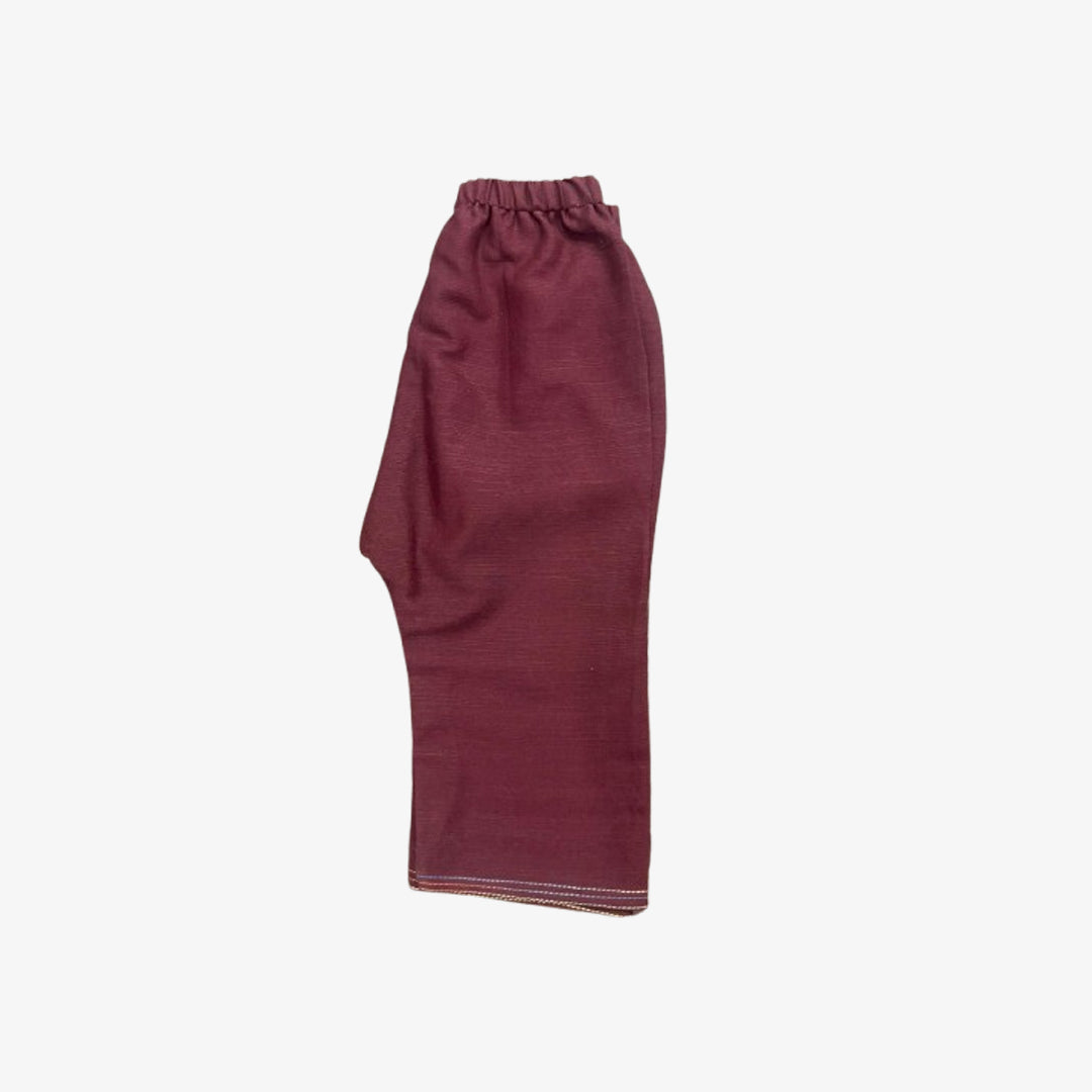Kids Maroon Khaddar 2-Piece Dress for Winter