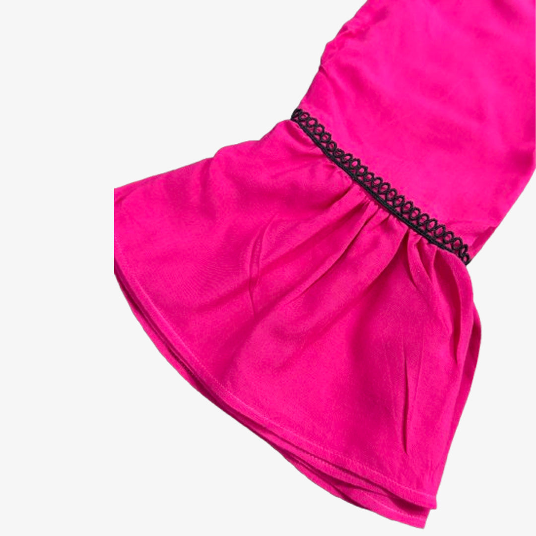 Pink Traditional Style Kurti with Black Embroidery