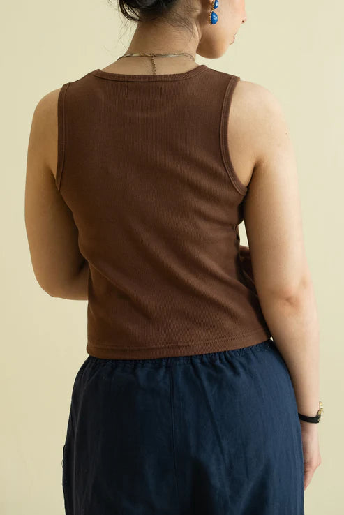 Women's Ribbed Vest - Brown