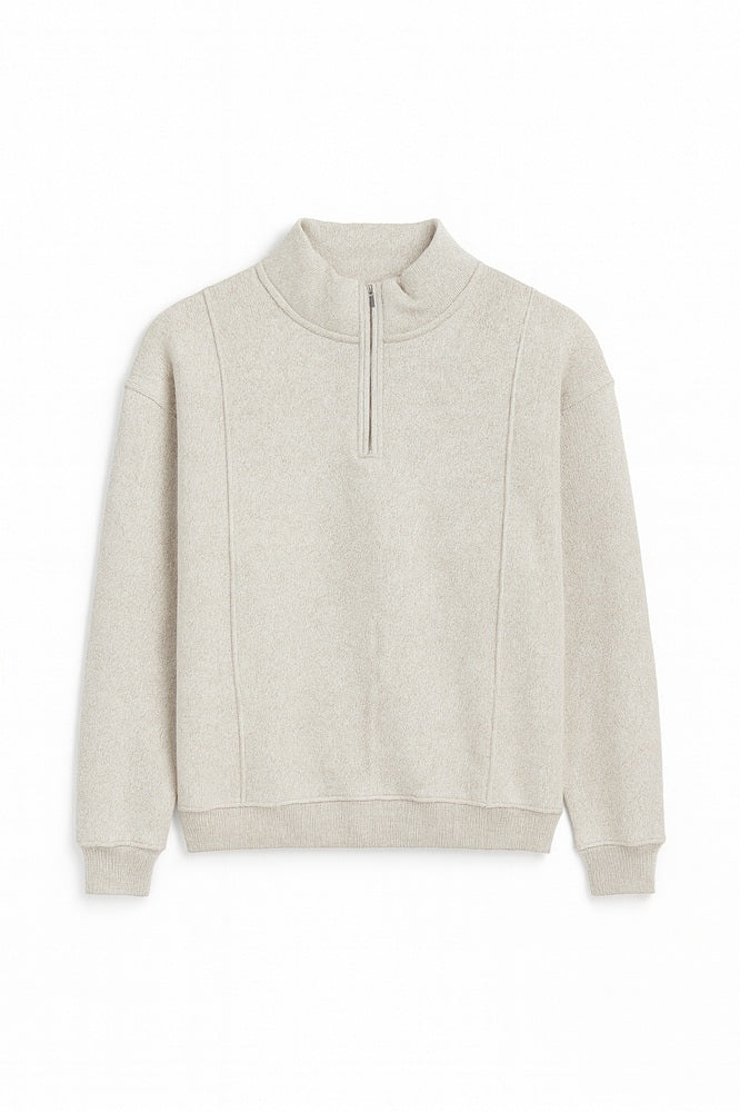 ZARA PREMIUM COTTON FLEECE FRONT PANEL TRACKSUIT (OATMEAL MELANGE)