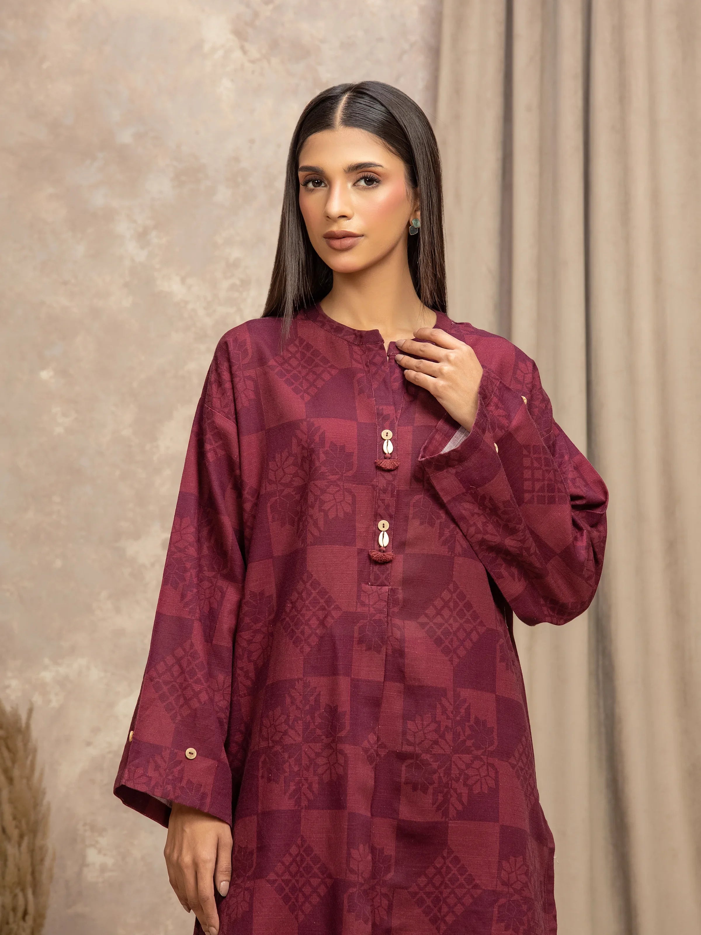 URB Pret 2Pc Printed Khaddar Shirt Trouser
