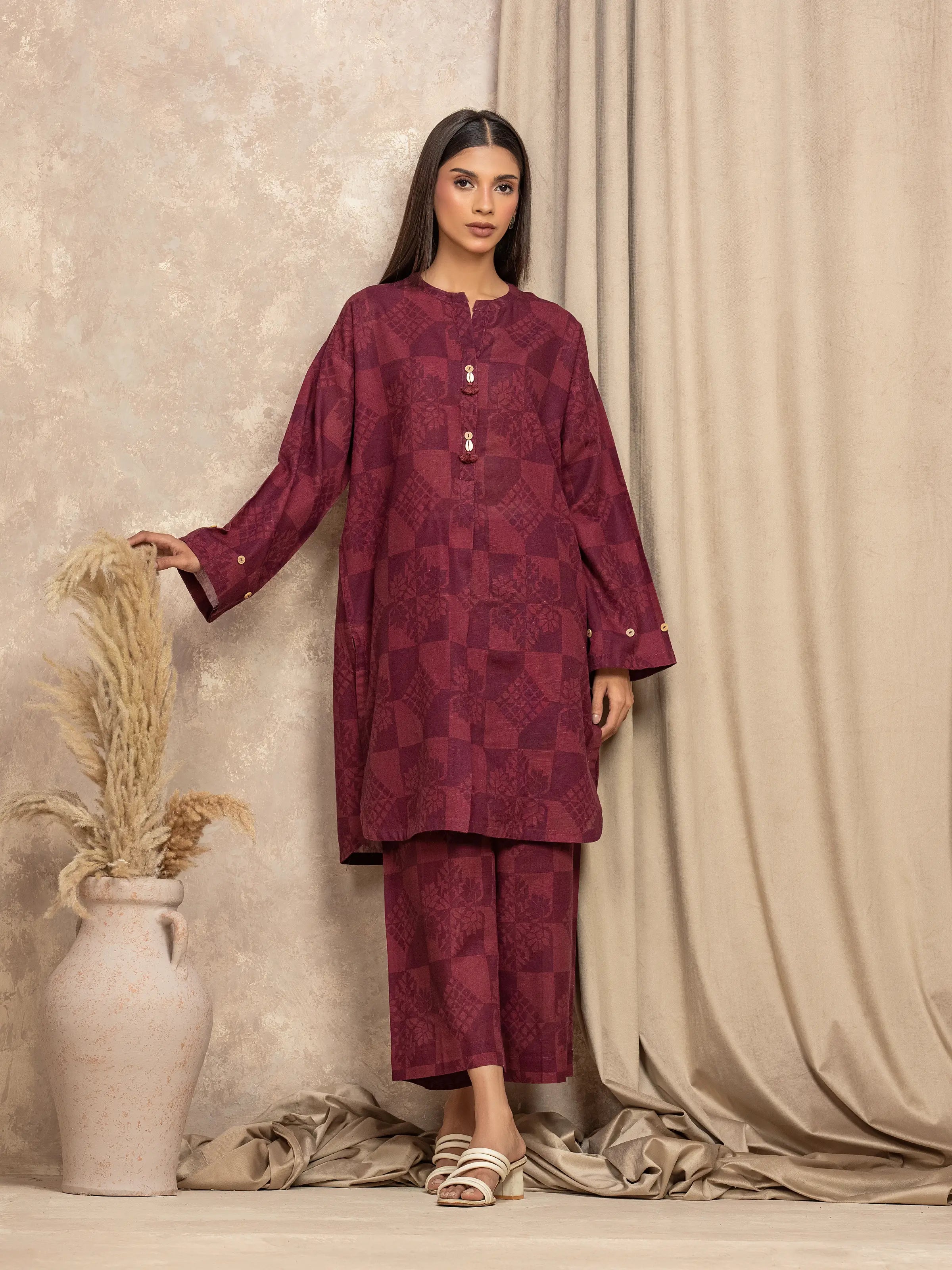 URB Pret 2Pc Printed Khaddar Shirt Trouser