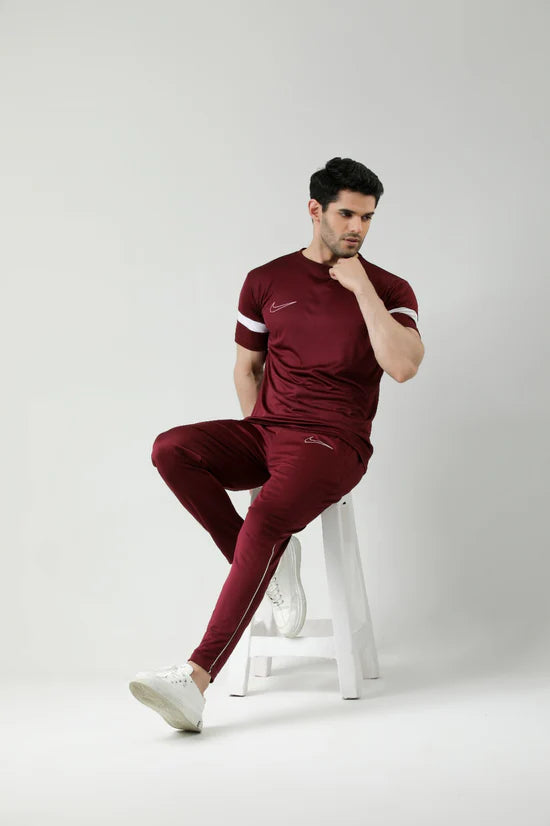Nik Maroon White Summer Tracksuit