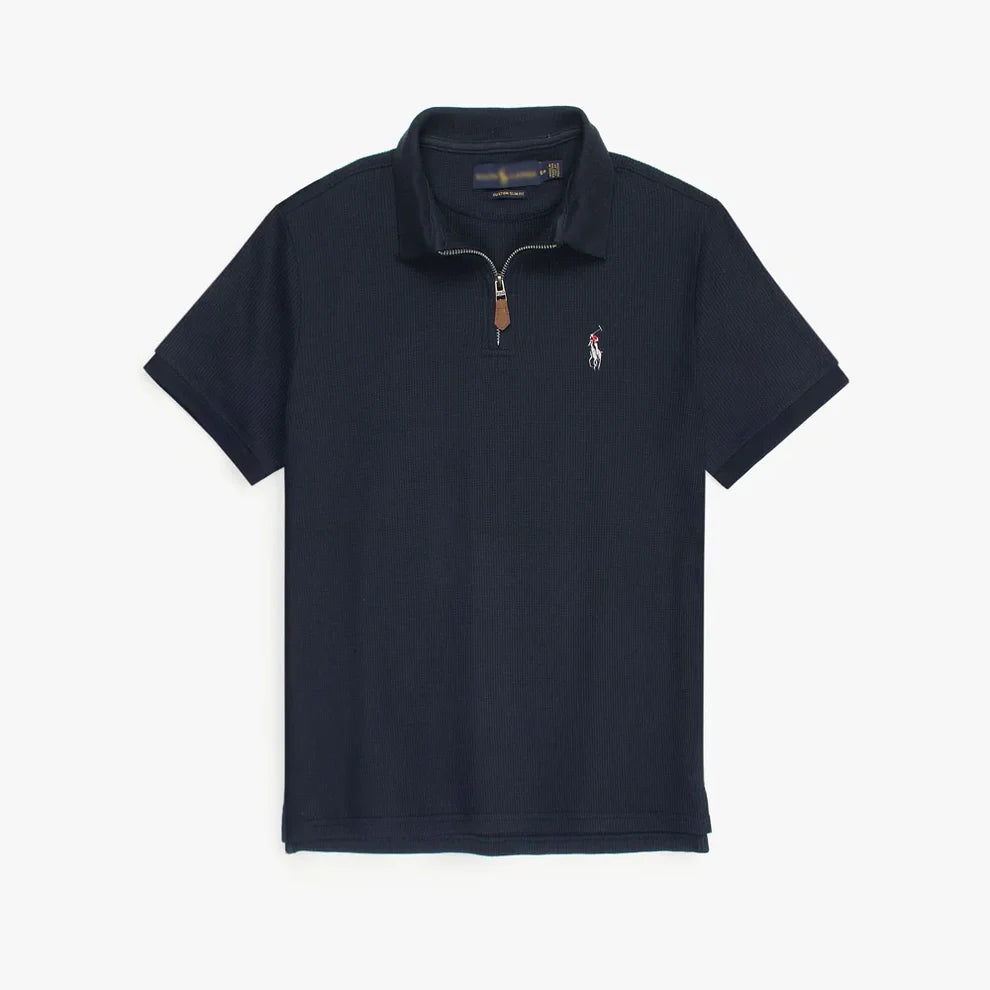 RL Premium Men's Navy Blue Polo Shirt with Multi Zipper Design