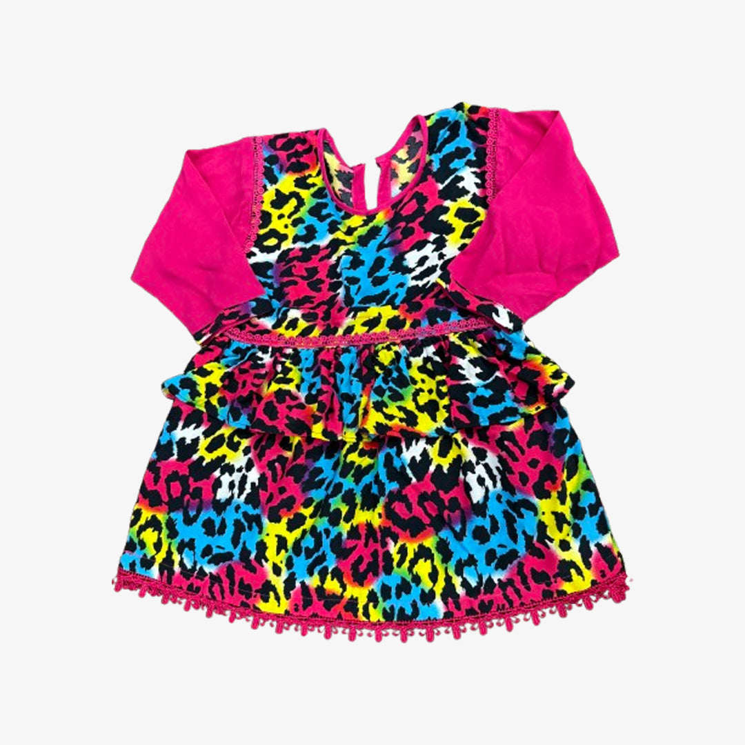 RS Colorful Leopard Print Baby Frock