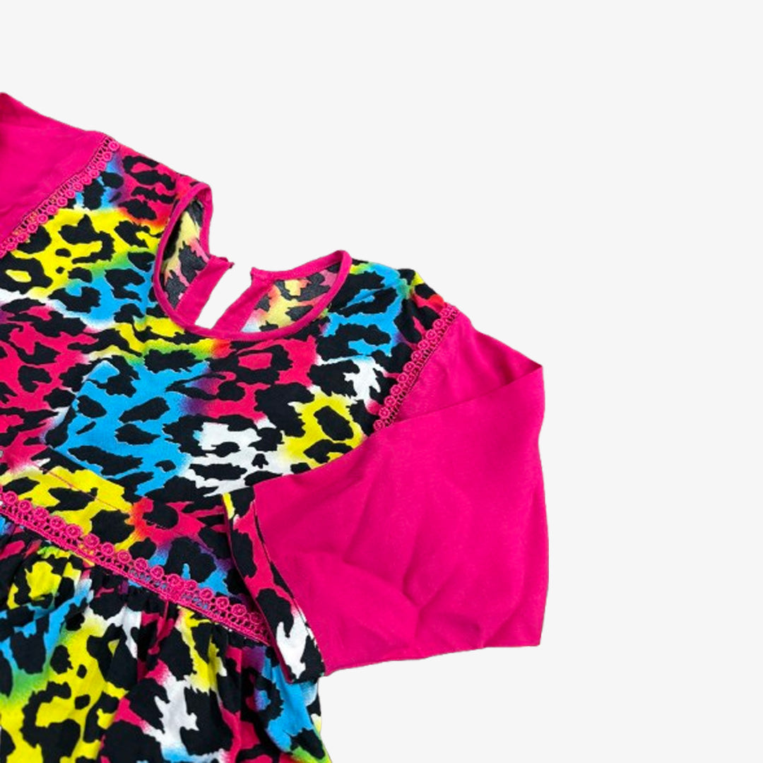 RS Colorful Leopard Print Baby Frock
