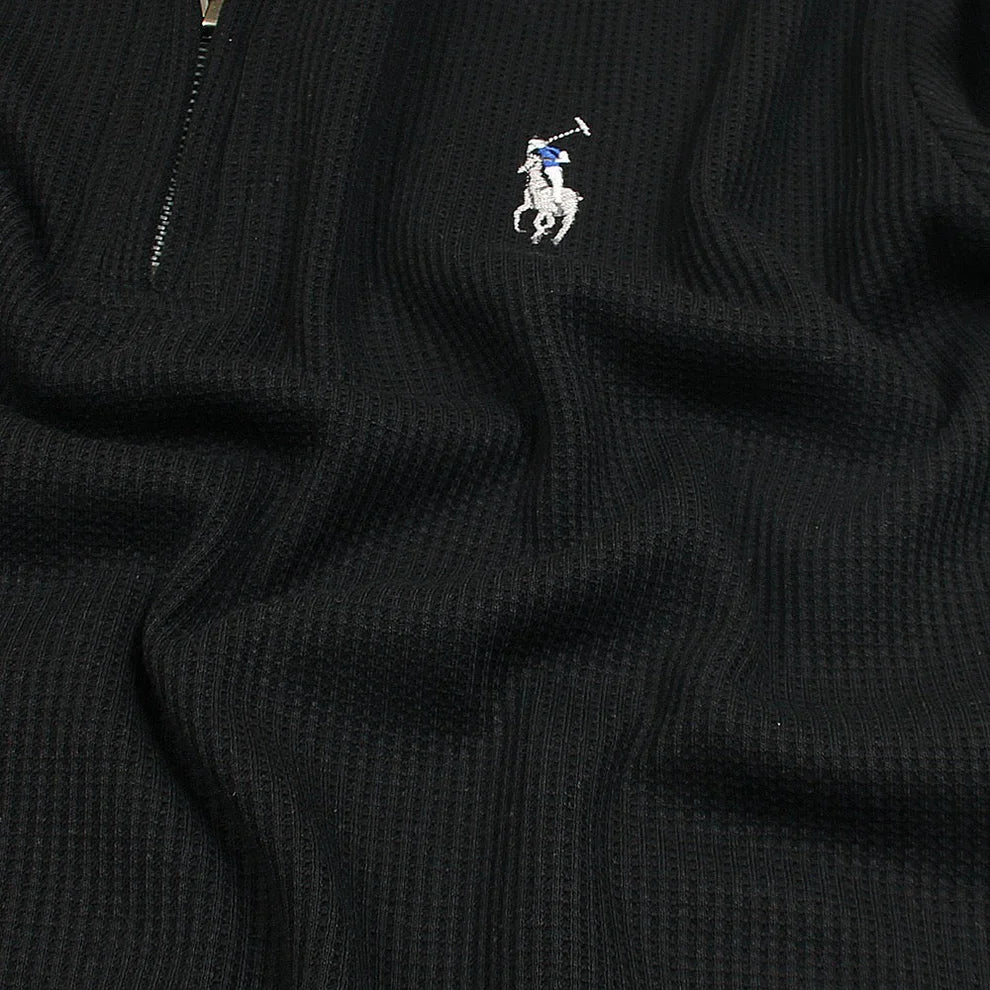 RL Premium Men's Black Polo Shirt with Multi Zipper Design