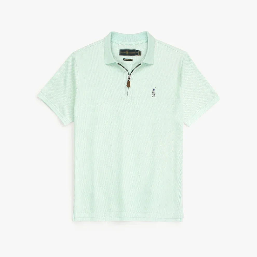 RL Premium Men's Sea Green Polo Shirt with Multi Zipper Design