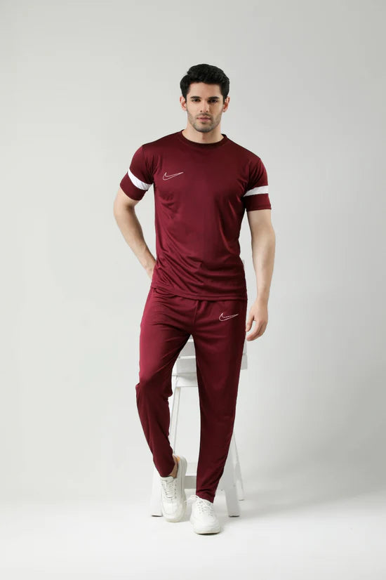 Nik Maroon White Summer Tracksuit