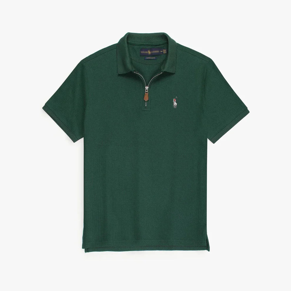 RL Premium Men's Green Polo Shirt with Multi Zipper Design