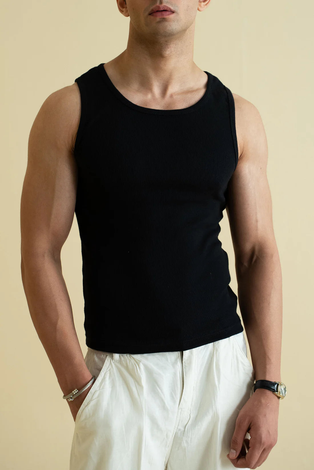 URB Men's Ribbed Vest - Black