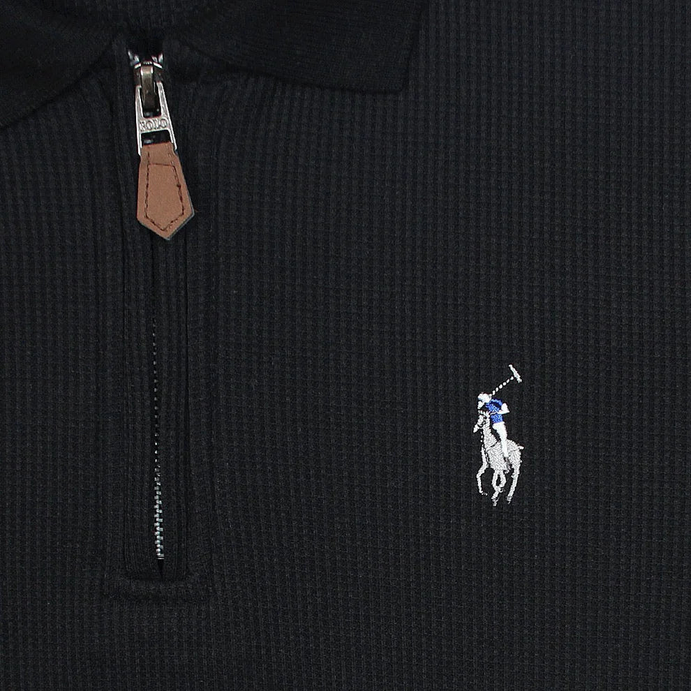 RL Premium Men's Black Polo Shirt with Multi Zipper Design