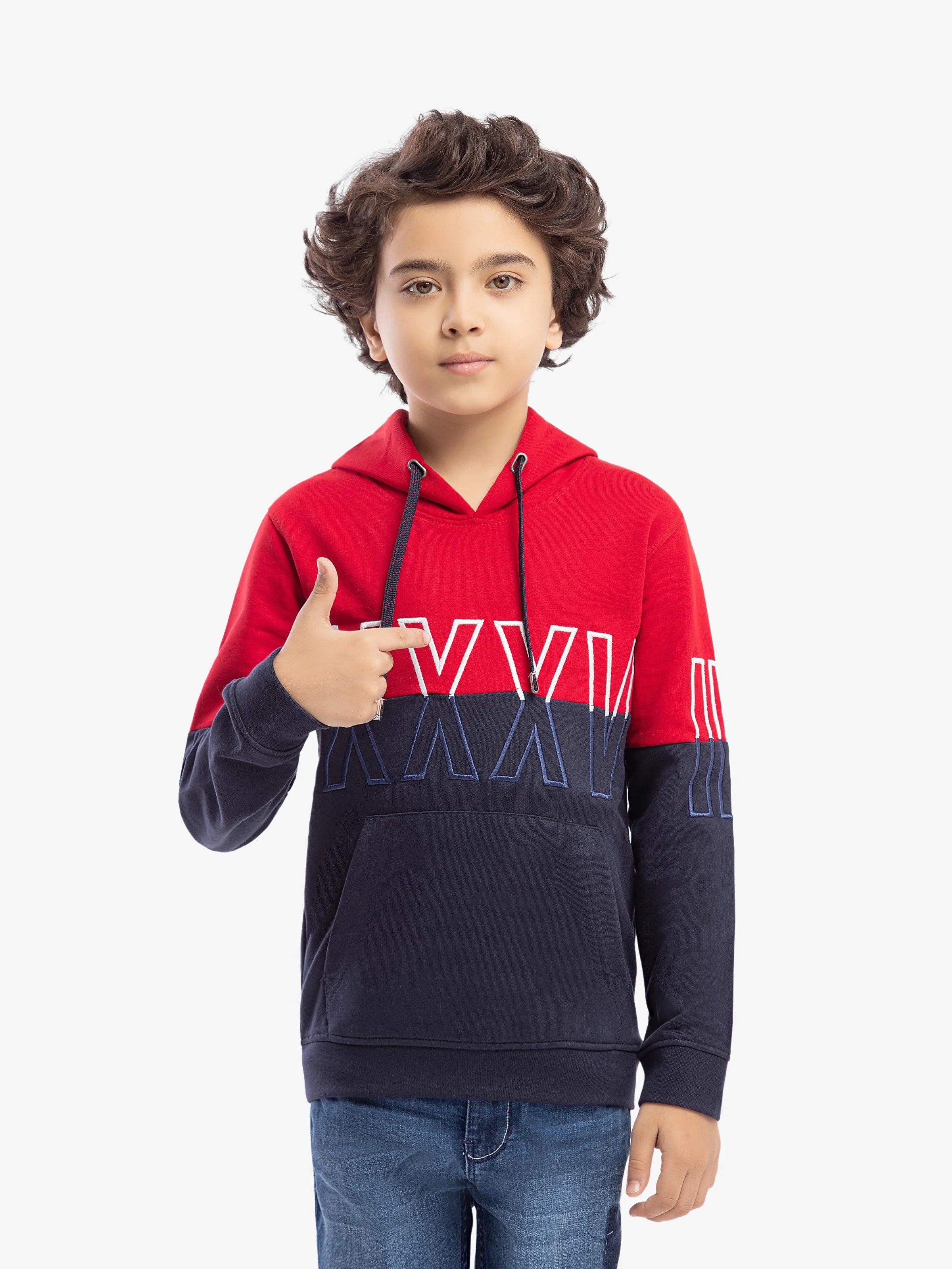 URB Boy's Red & Navy Hoodie