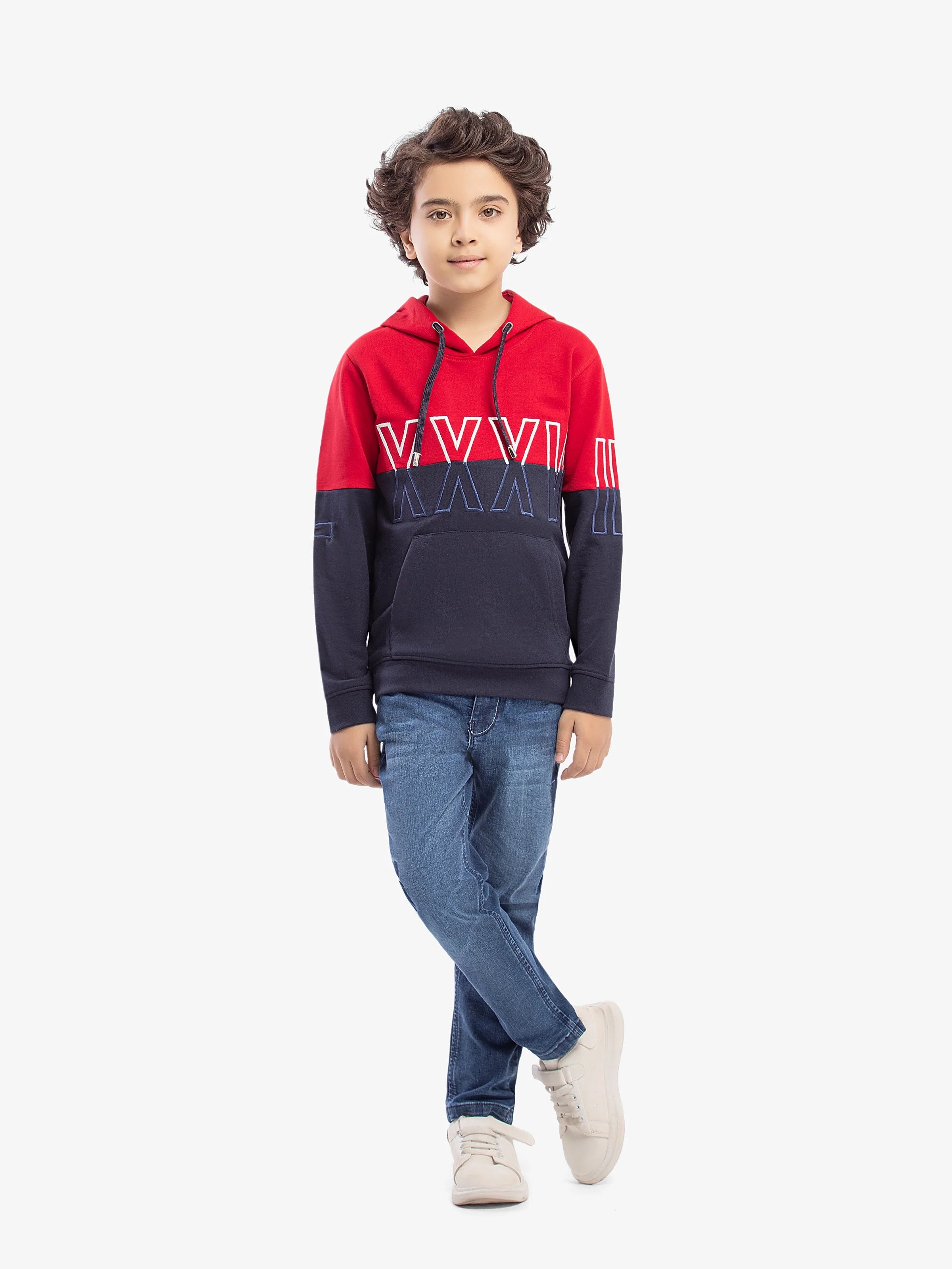 URB Boy's Red & Navy Hoodie