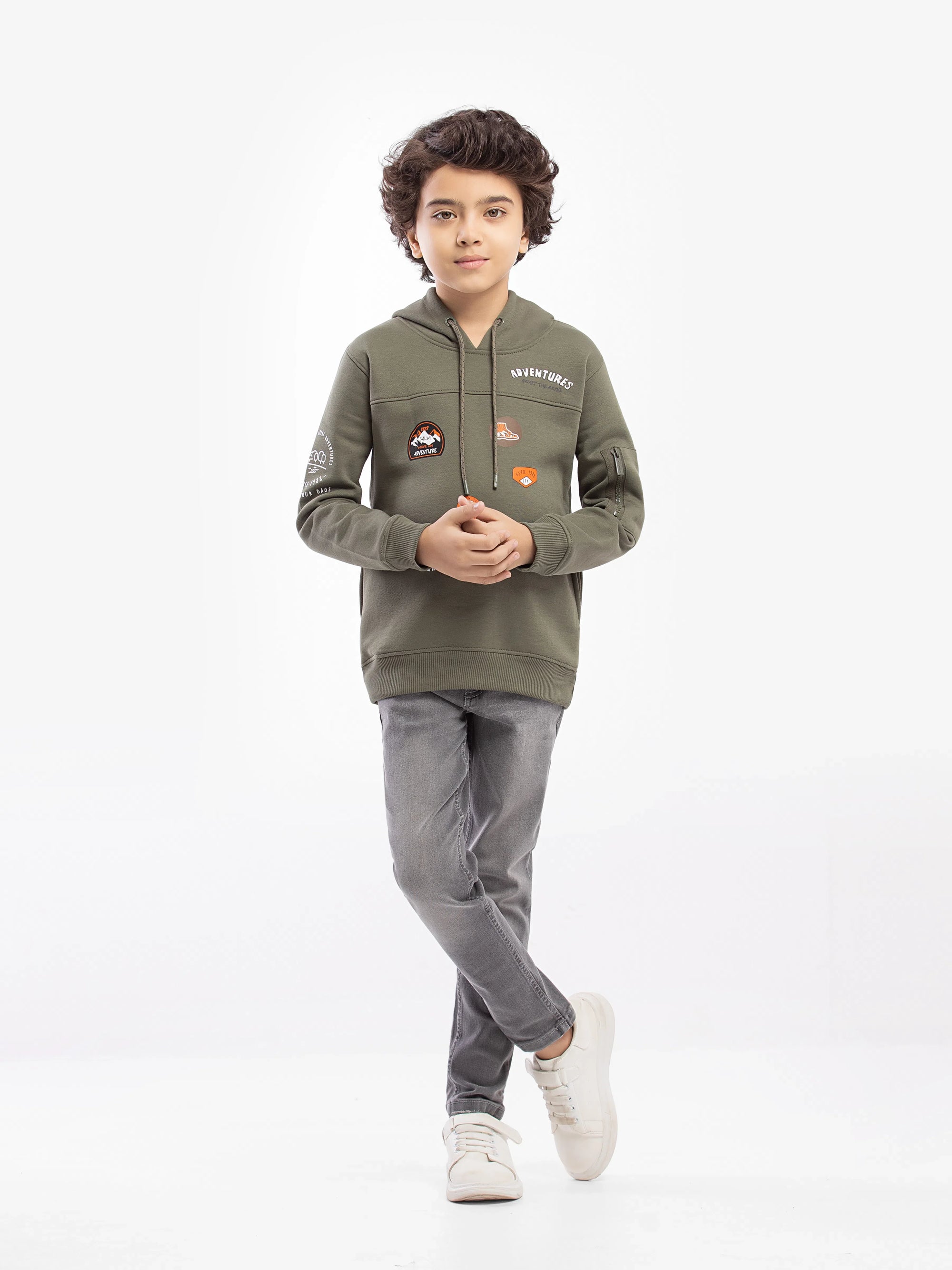 Boy's Dull Olive Hoodie