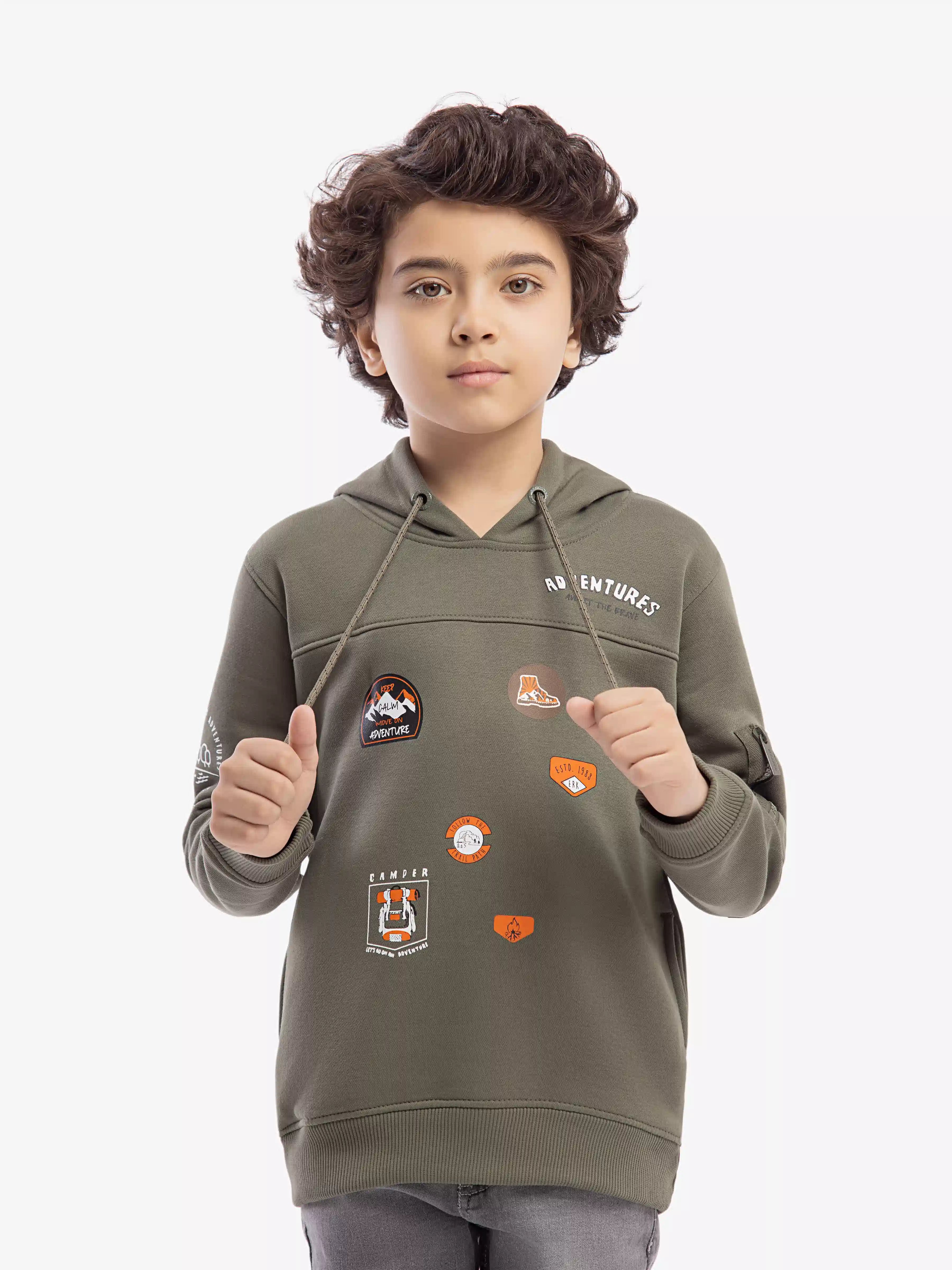 Boy's Dull Olive Hoodie