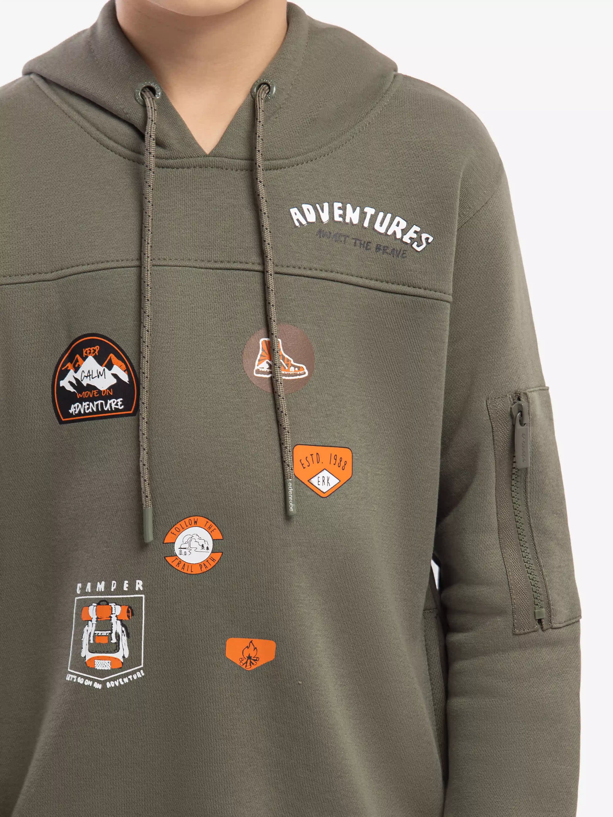 Boy's Dull Olive Hoodie