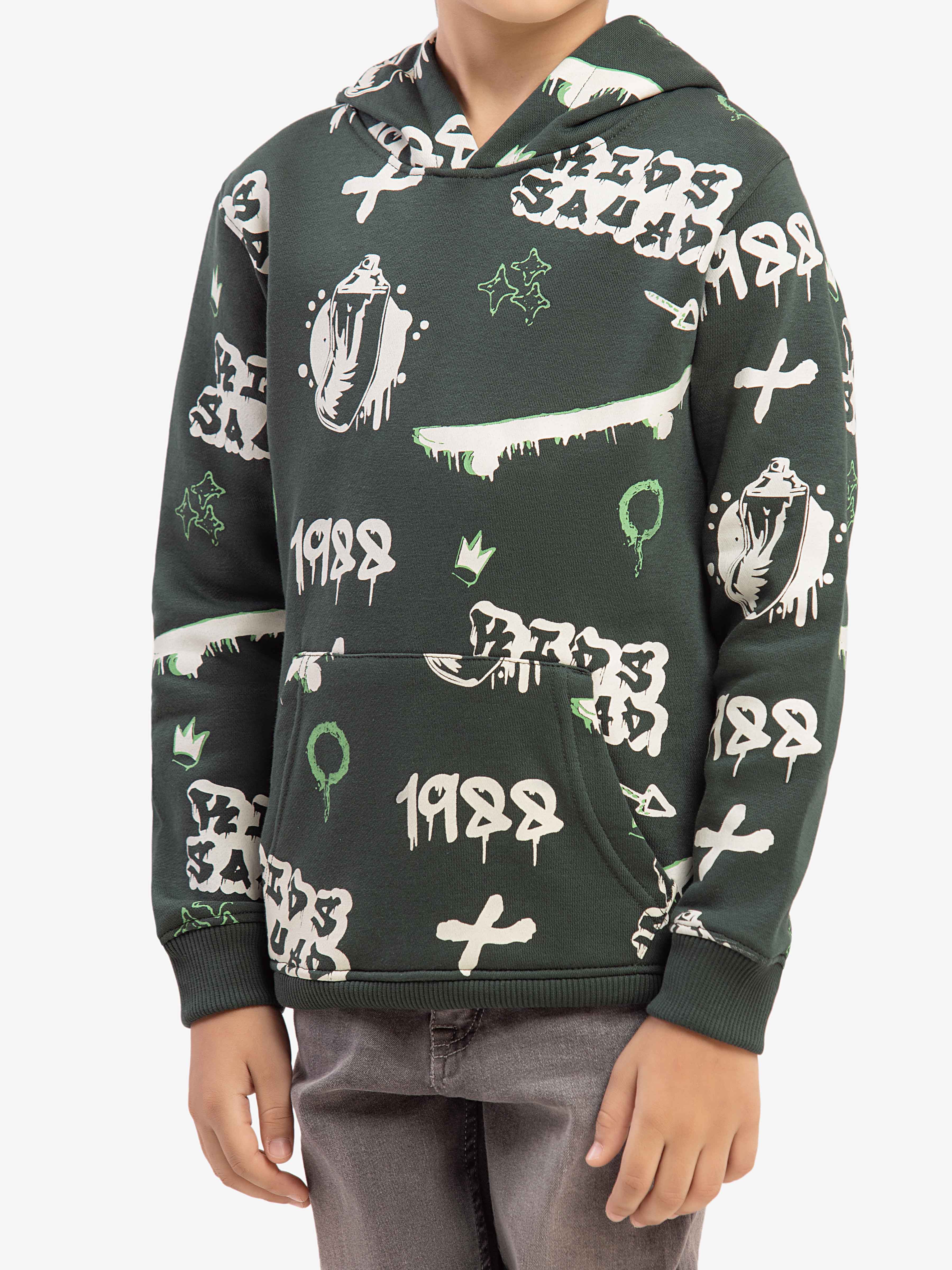 Boy's Dark Green Hoodie