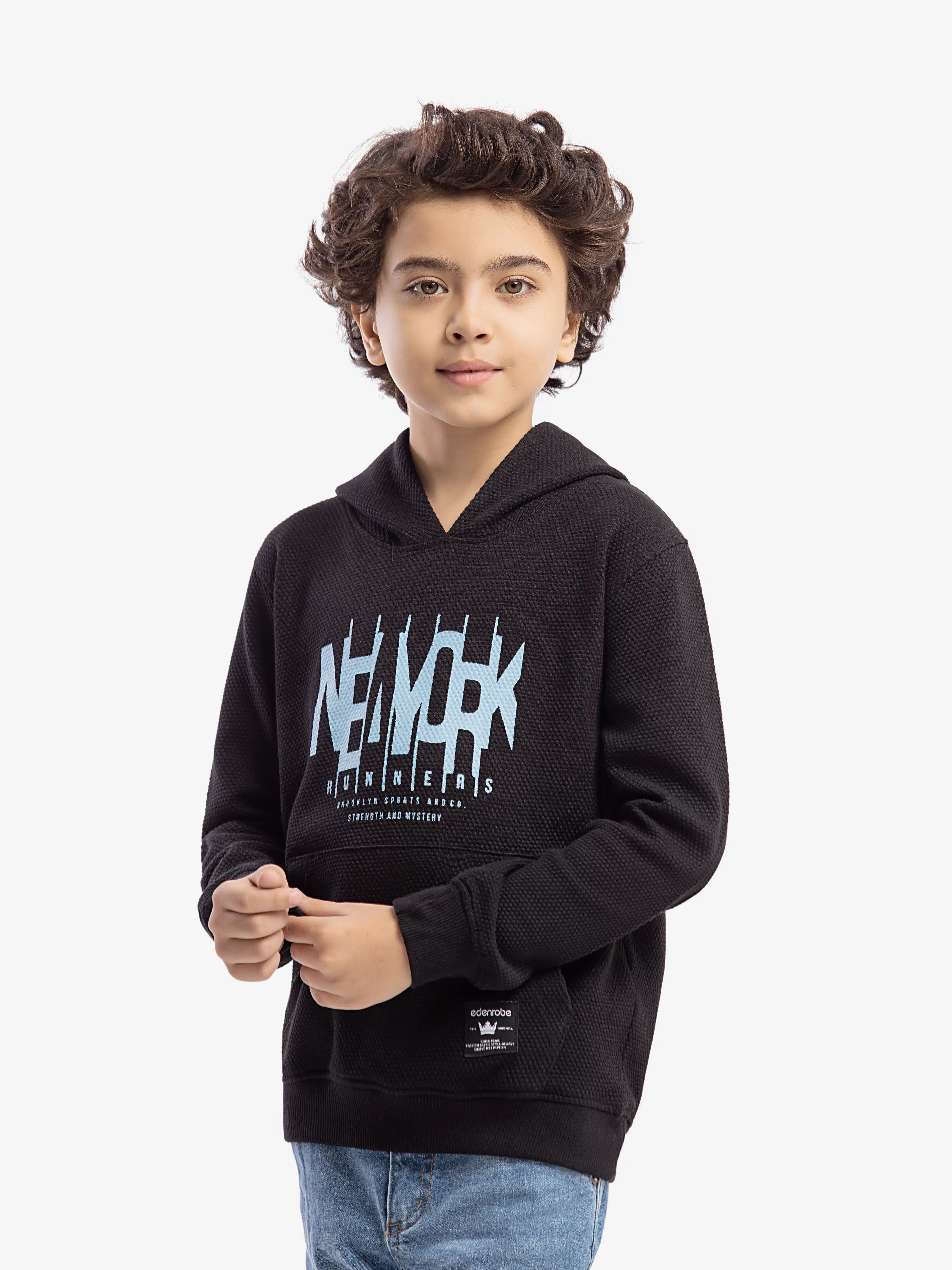 URB Boy's Black Hoodie