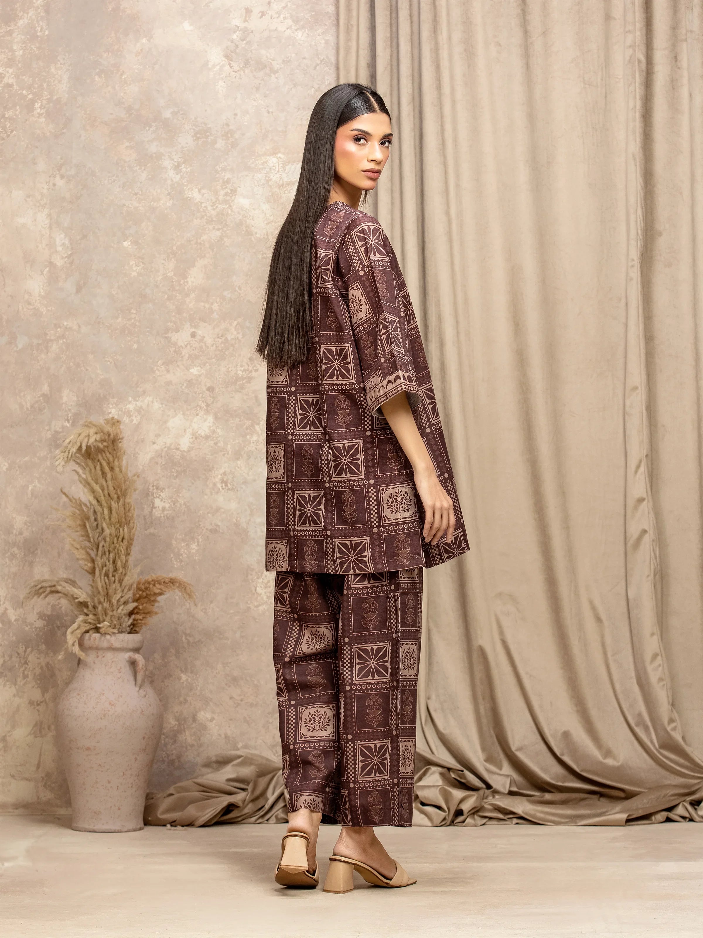 URB Pret 2Pc Printed Khaddar Shirt Trouser