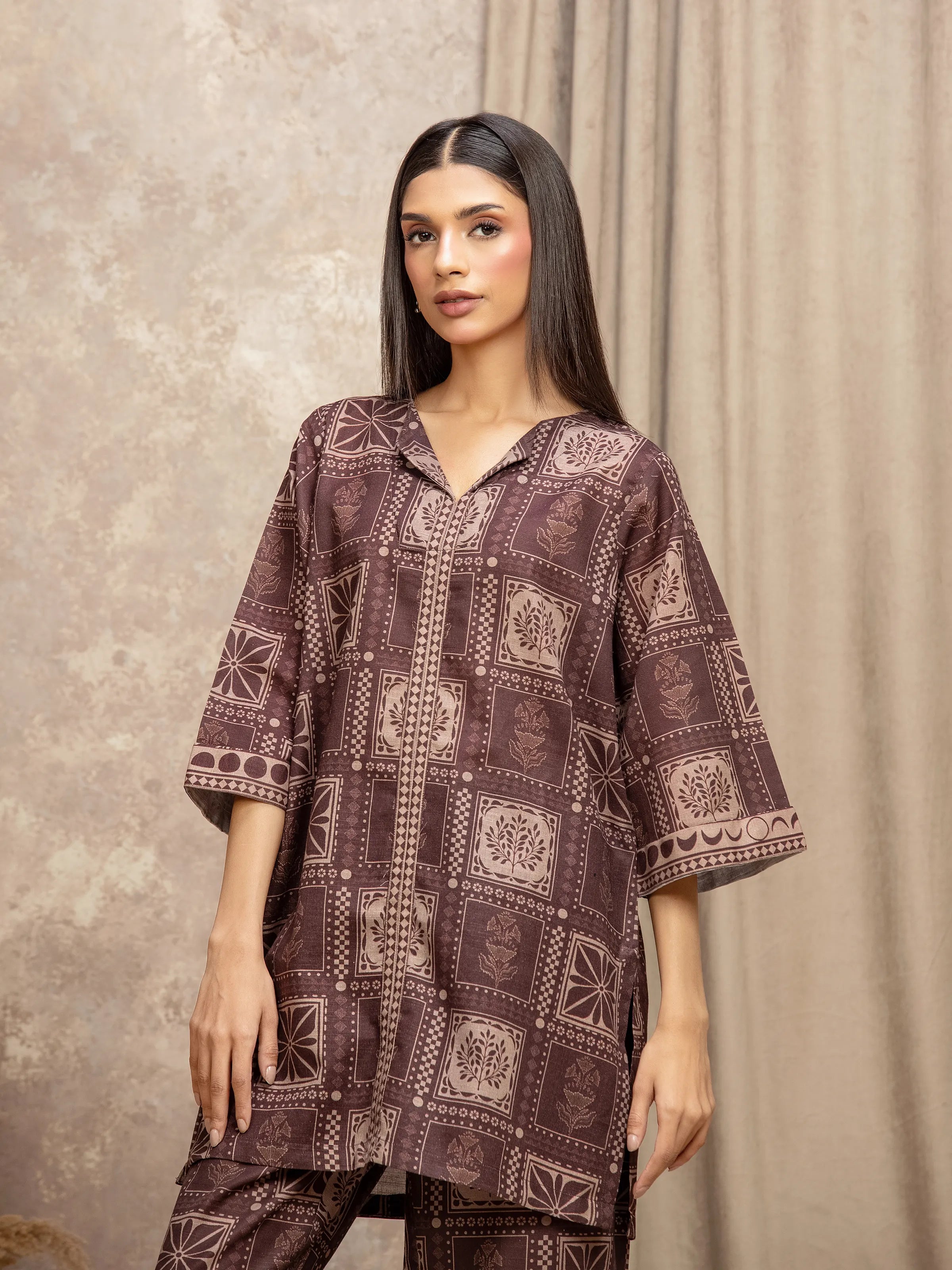 URB Pret 2Pc Printed Khaddar Shirt Trouser