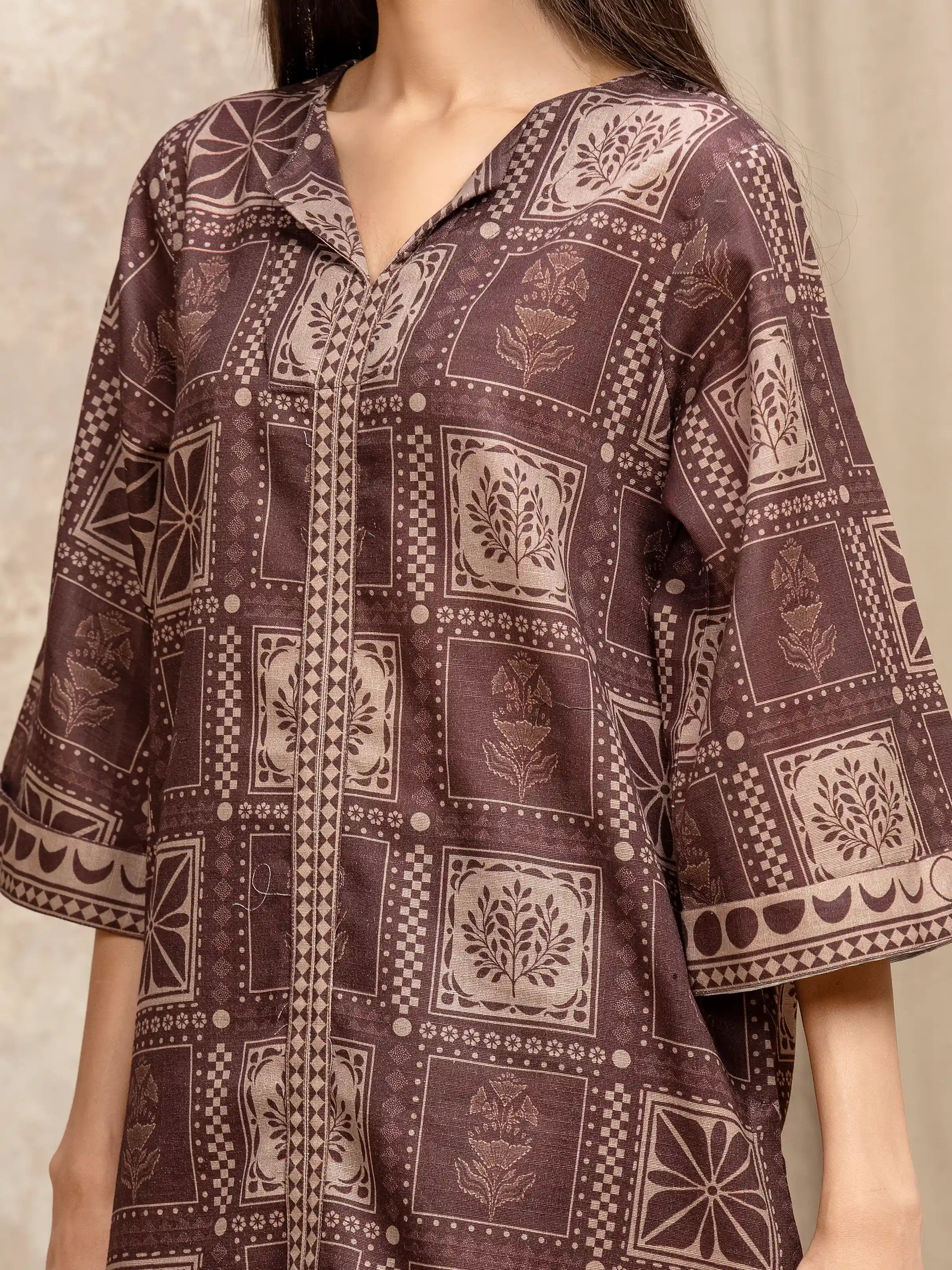 URB Pret 2Pc Printed Khaddar Shirt Trouser