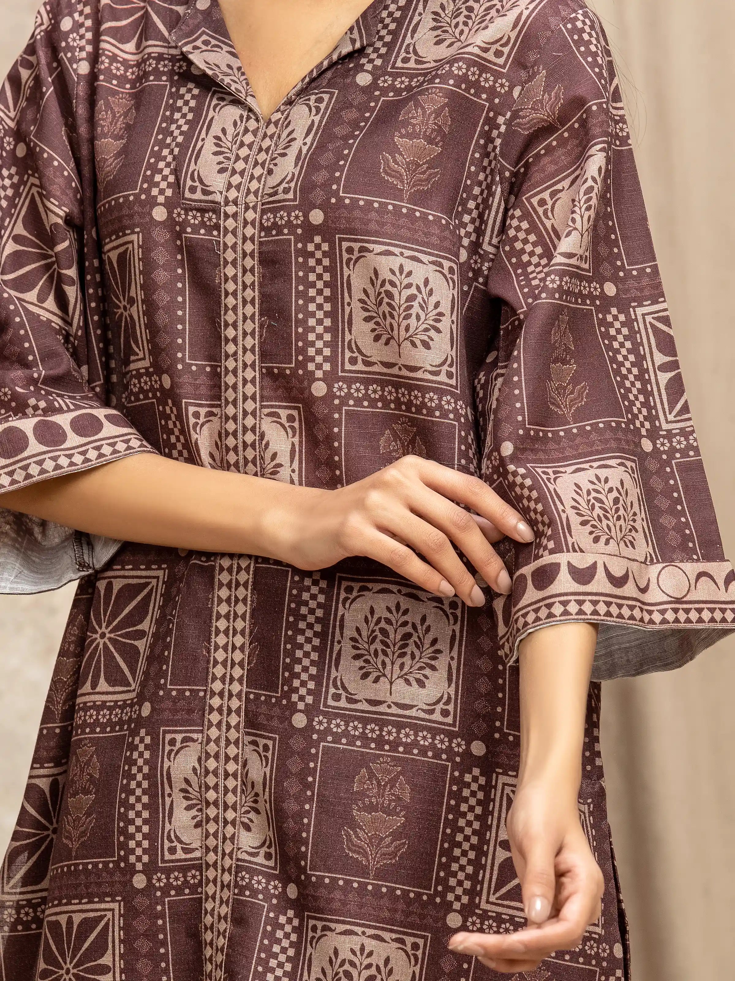 URB Pret 2Pc Printed Khaddar Shirt Trouser