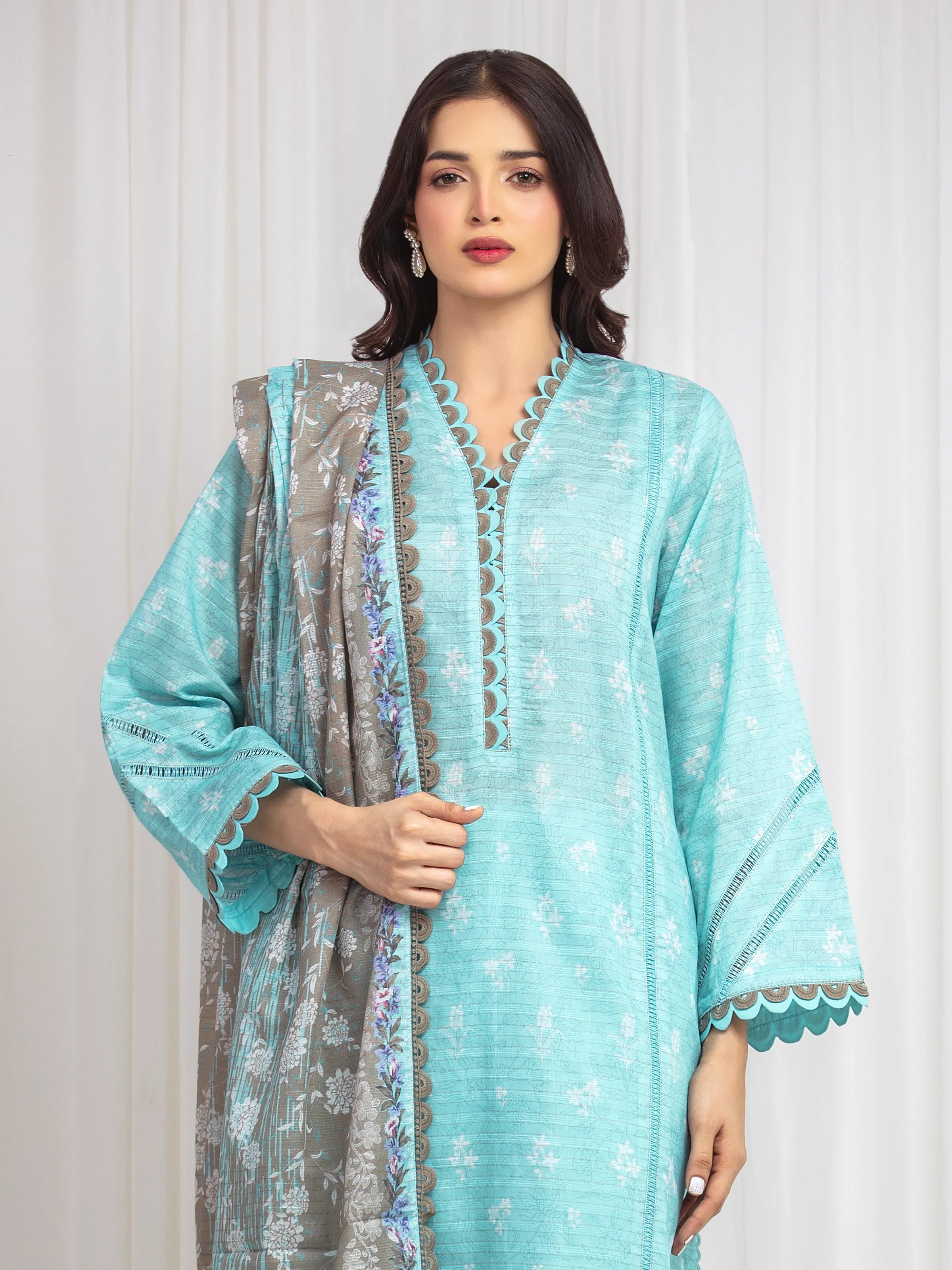 URB Unstitched Printed Zari Lawn Suit