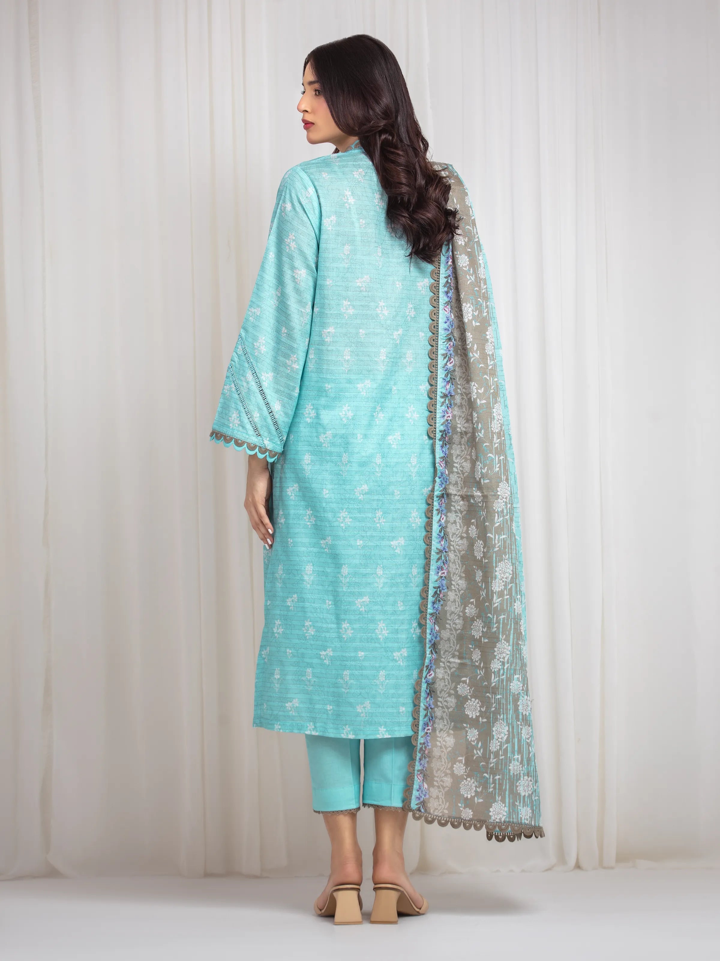 URB Unstitched Printed Zari Lawn Suit
