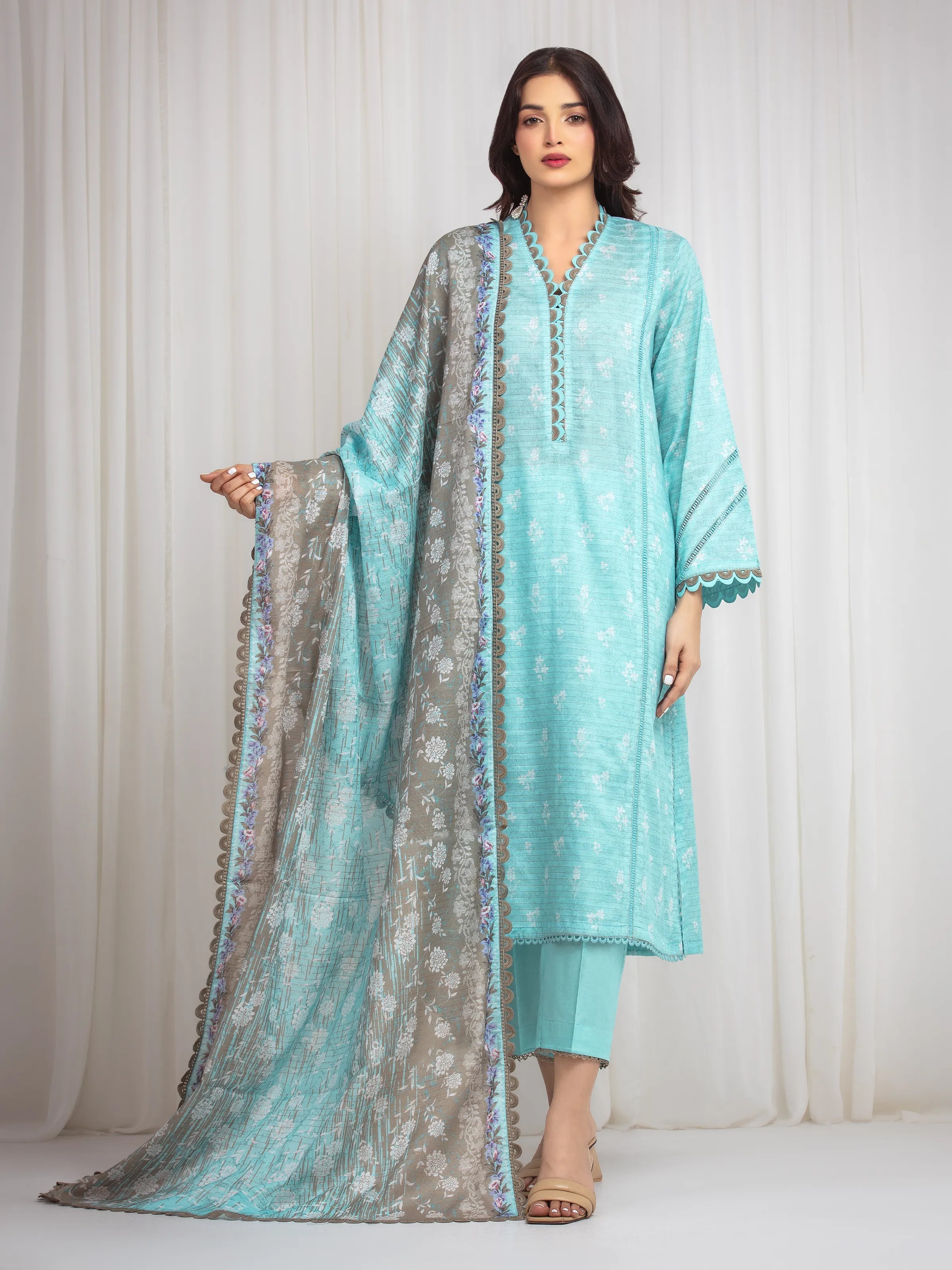 URB Unstitched Printed Zari Lawn Suit