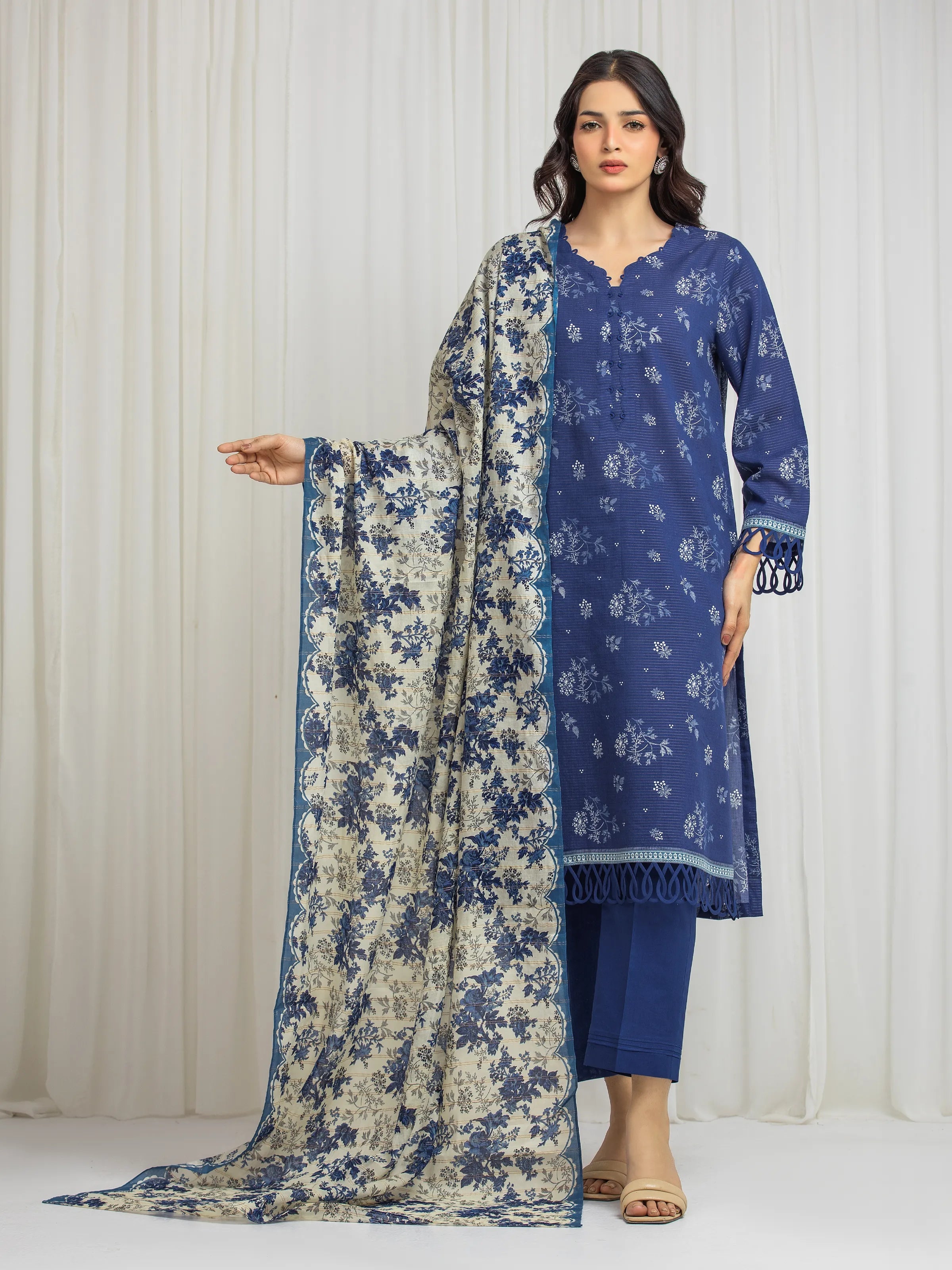 URB Unstitched Printed Zari Lawn Suit