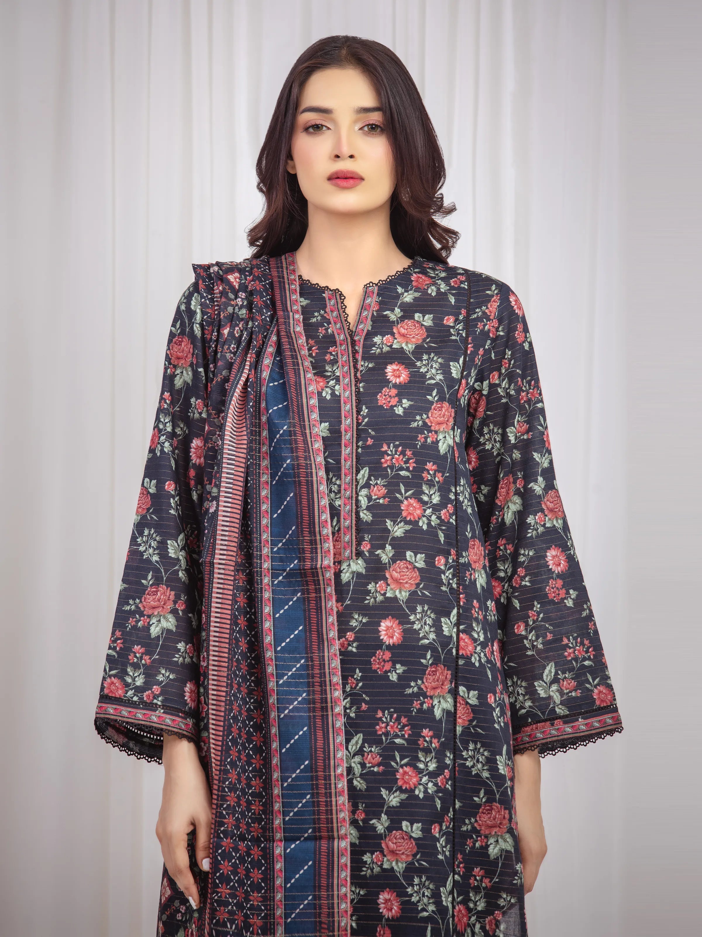 URB Unstitched Printed Zari Lawn Suit