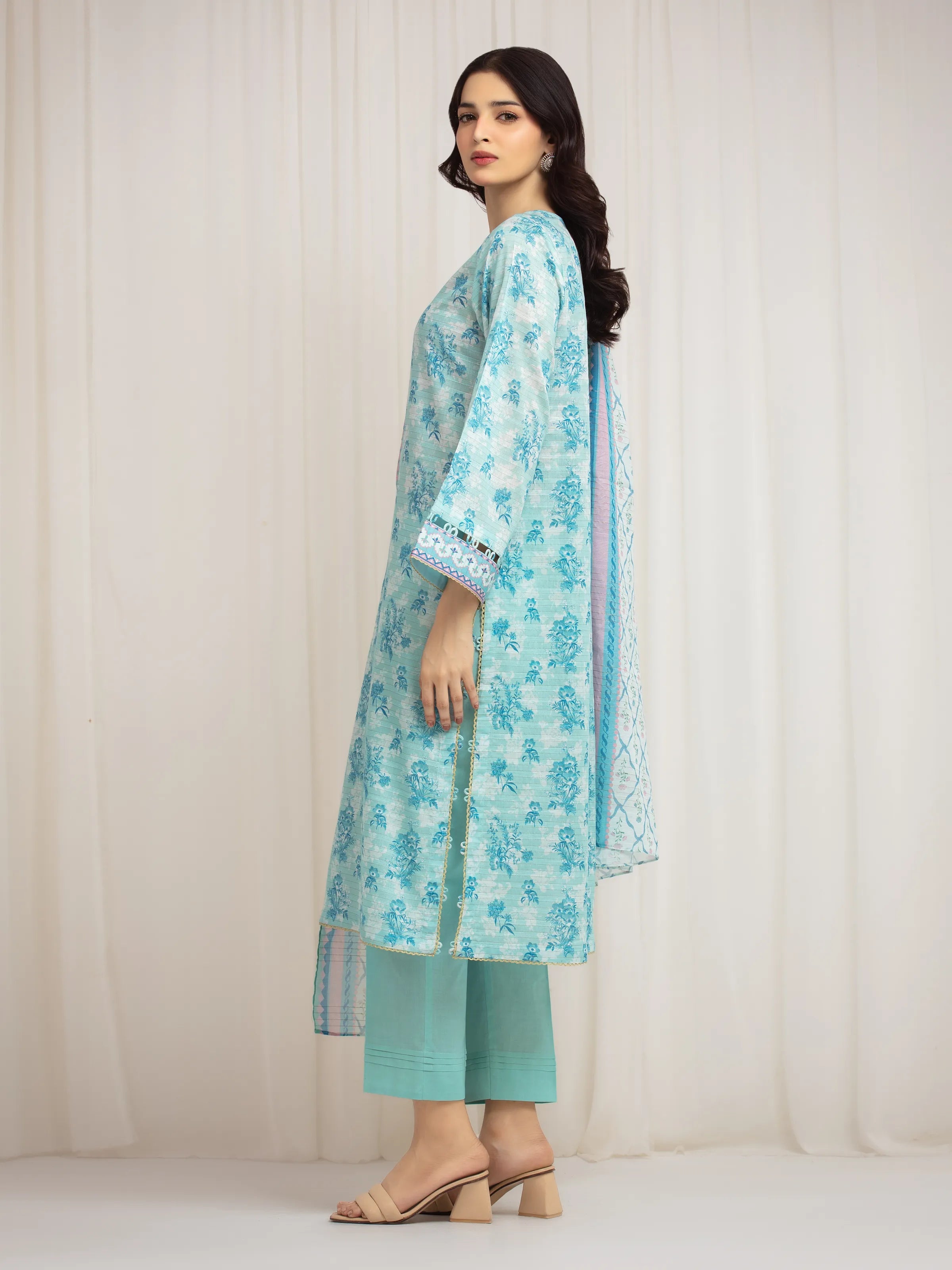 URB Unstitched Printed Zari Lawn Suit
