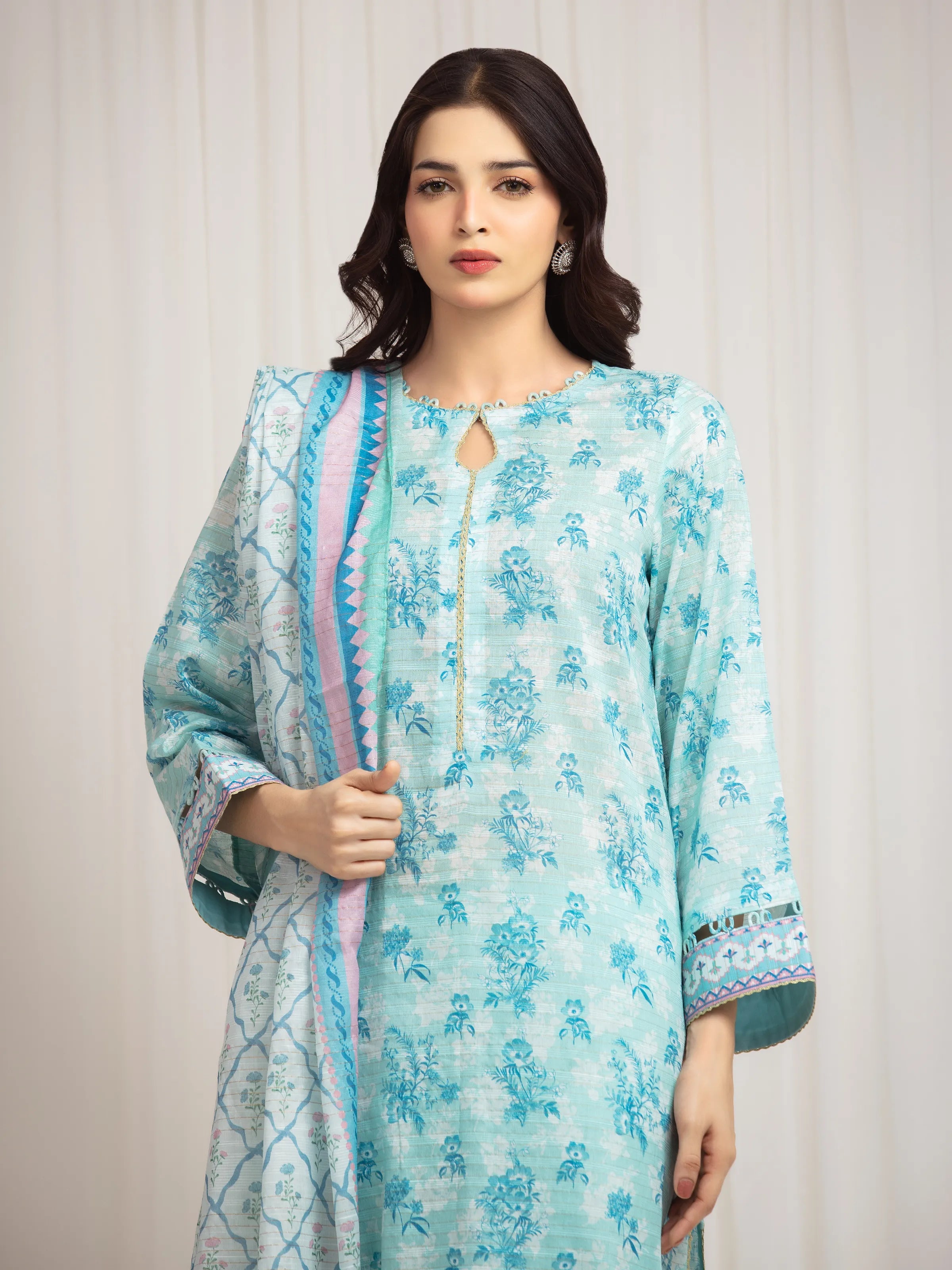 URB Unstitched Printed Zari Lawn Suit