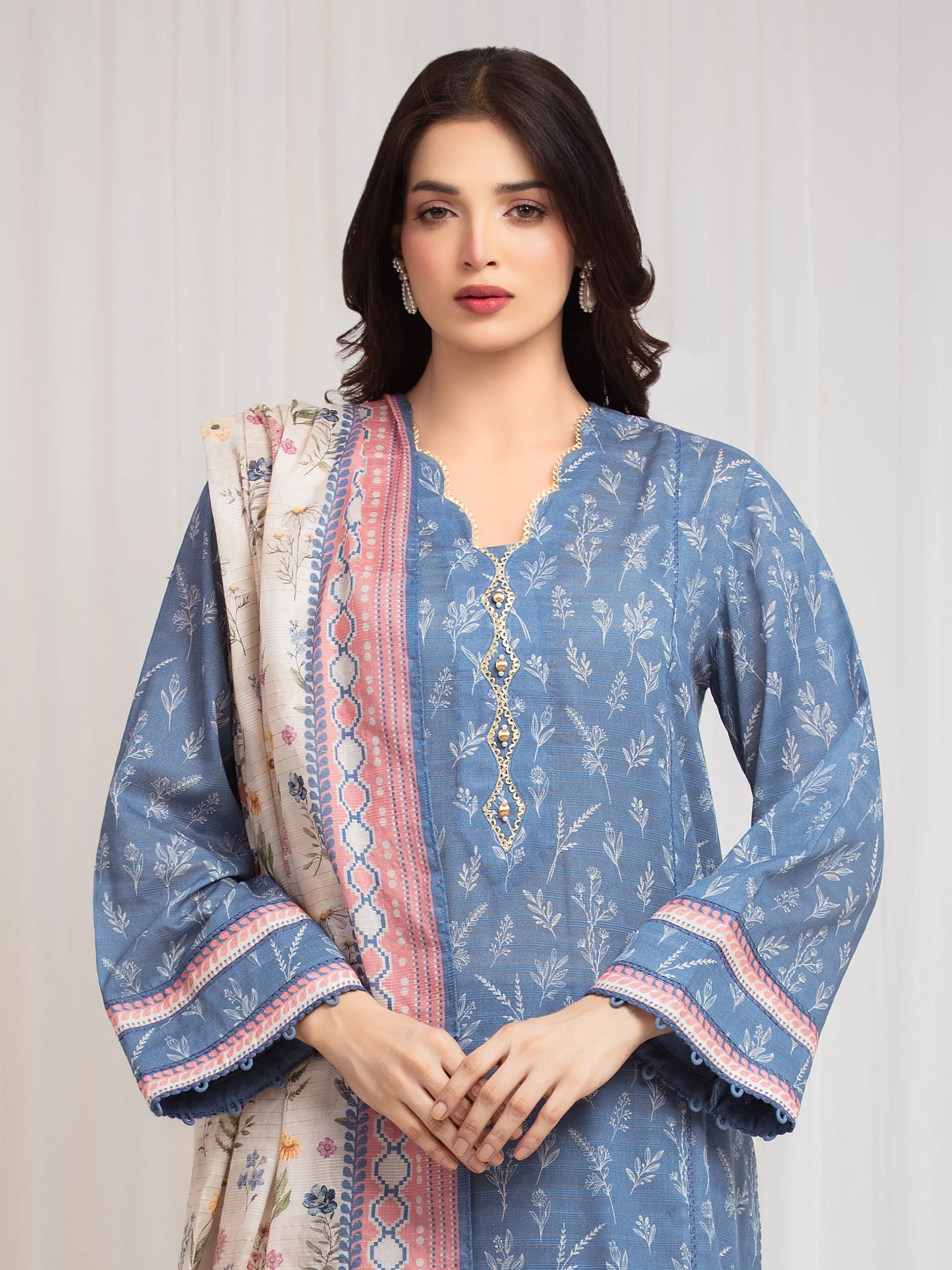 URB Unstitched Printed Zari Lawn Suit
