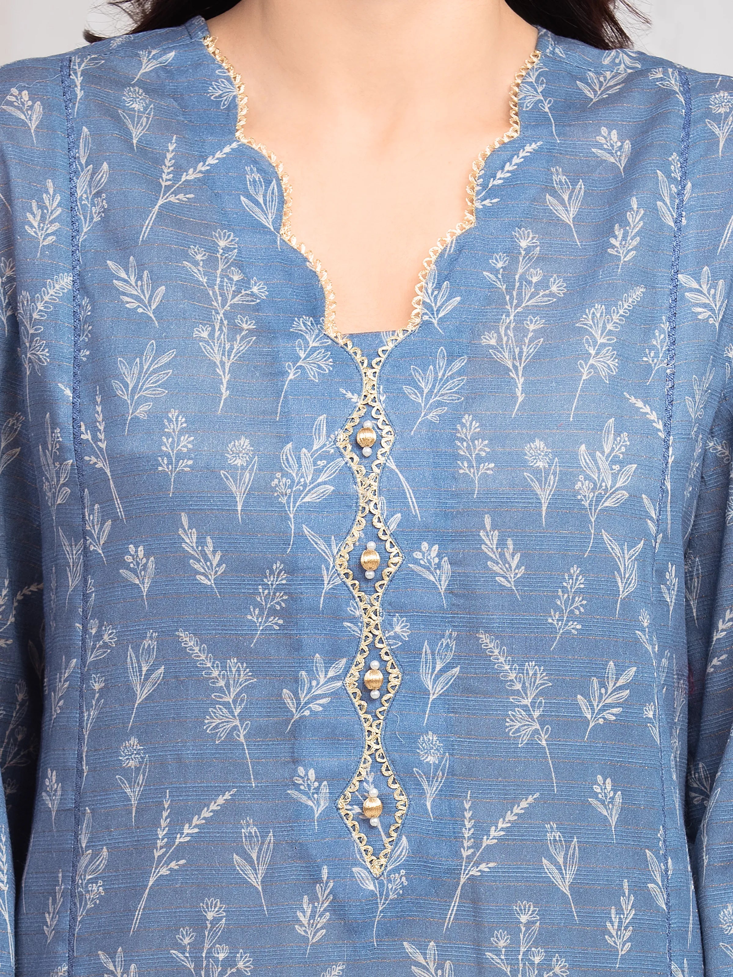 URB Unstitched Printed Zari Lawn Suit