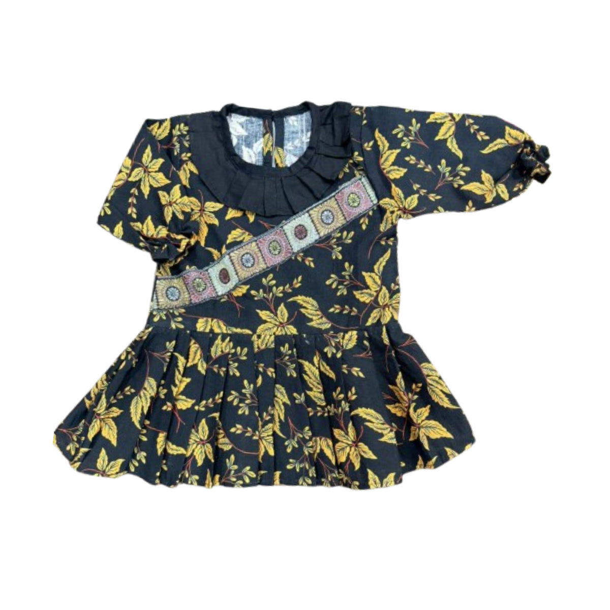 RS Black Floral Khaddar Frock Baby Girl