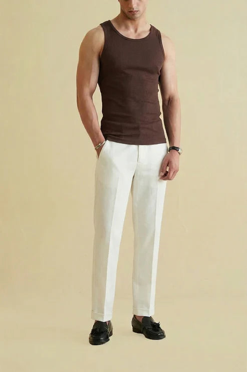 URB Men's Ribbed Vest - Dark  Brown