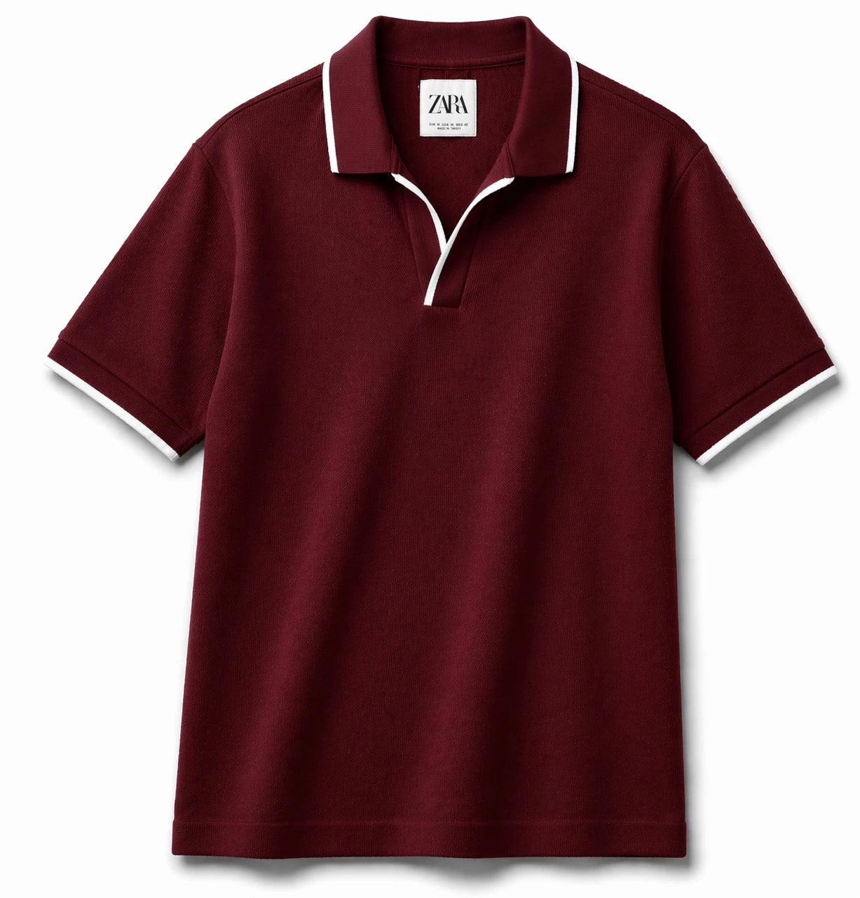 ZARA JHONNY COLLAR WAFFLE KNIT POLO SHIRT (MAROON)