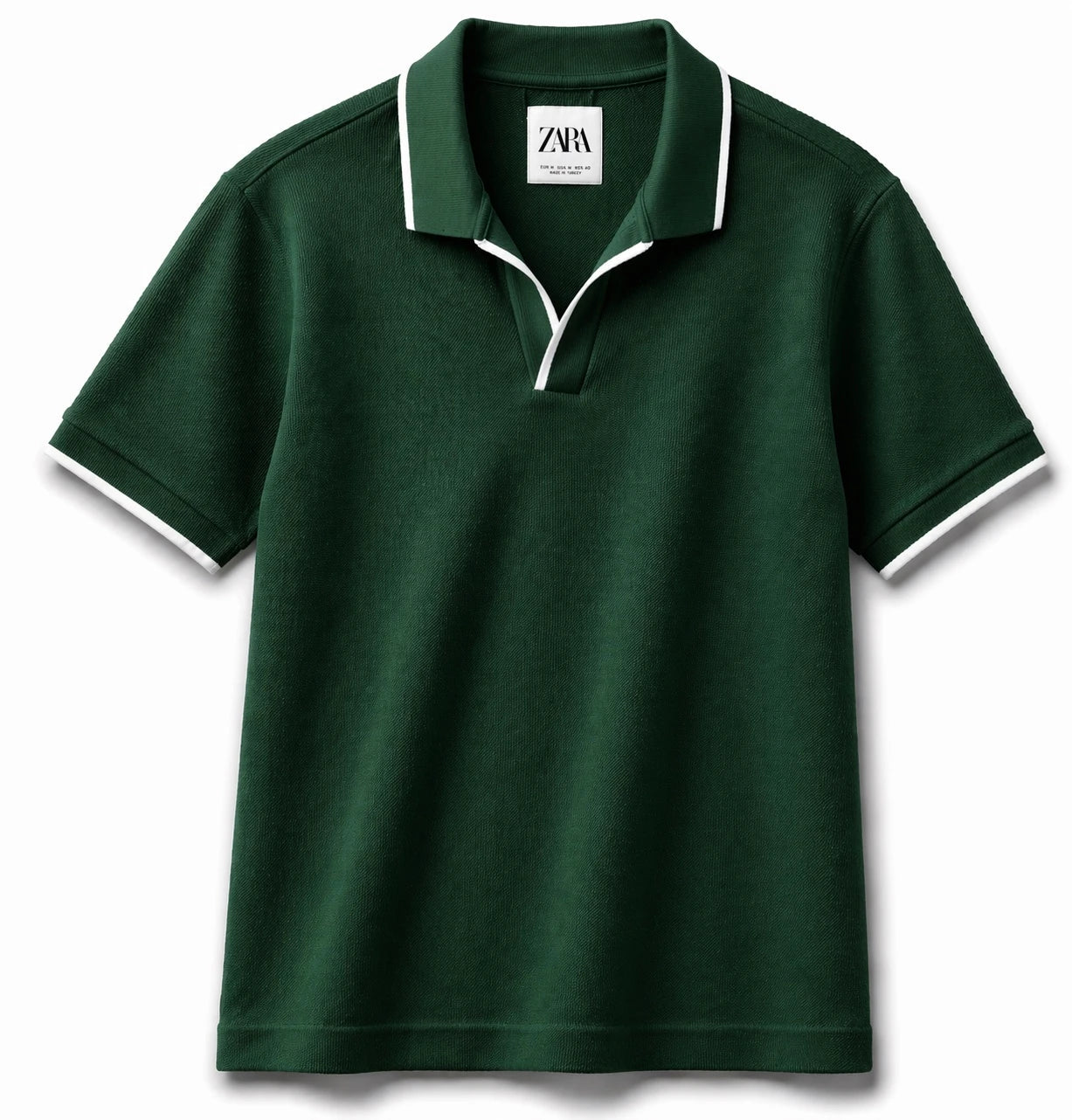 ZARA JHONNY COLLAR WAFFLE KNIT POLO SHIRT (GREEN)